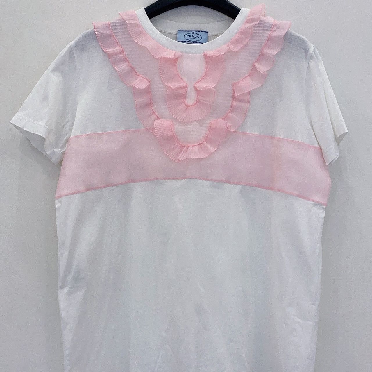 Prada Prada Ruffled Trim Short Sleeve T-Shirt Size L Size L / US 10 / IT 46 - 6 Thumbnail