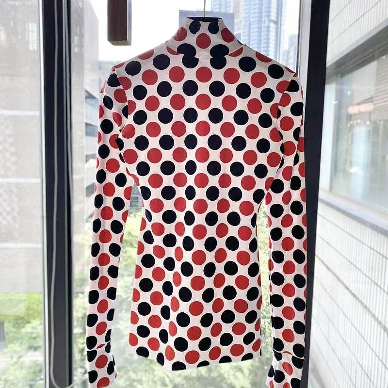 Prada Prada Polka Dot Mock Neck Long Sleeve T-Shirt Size 38 Size XS / US 0-2 / IT 36-38 - 2 Thumbnail