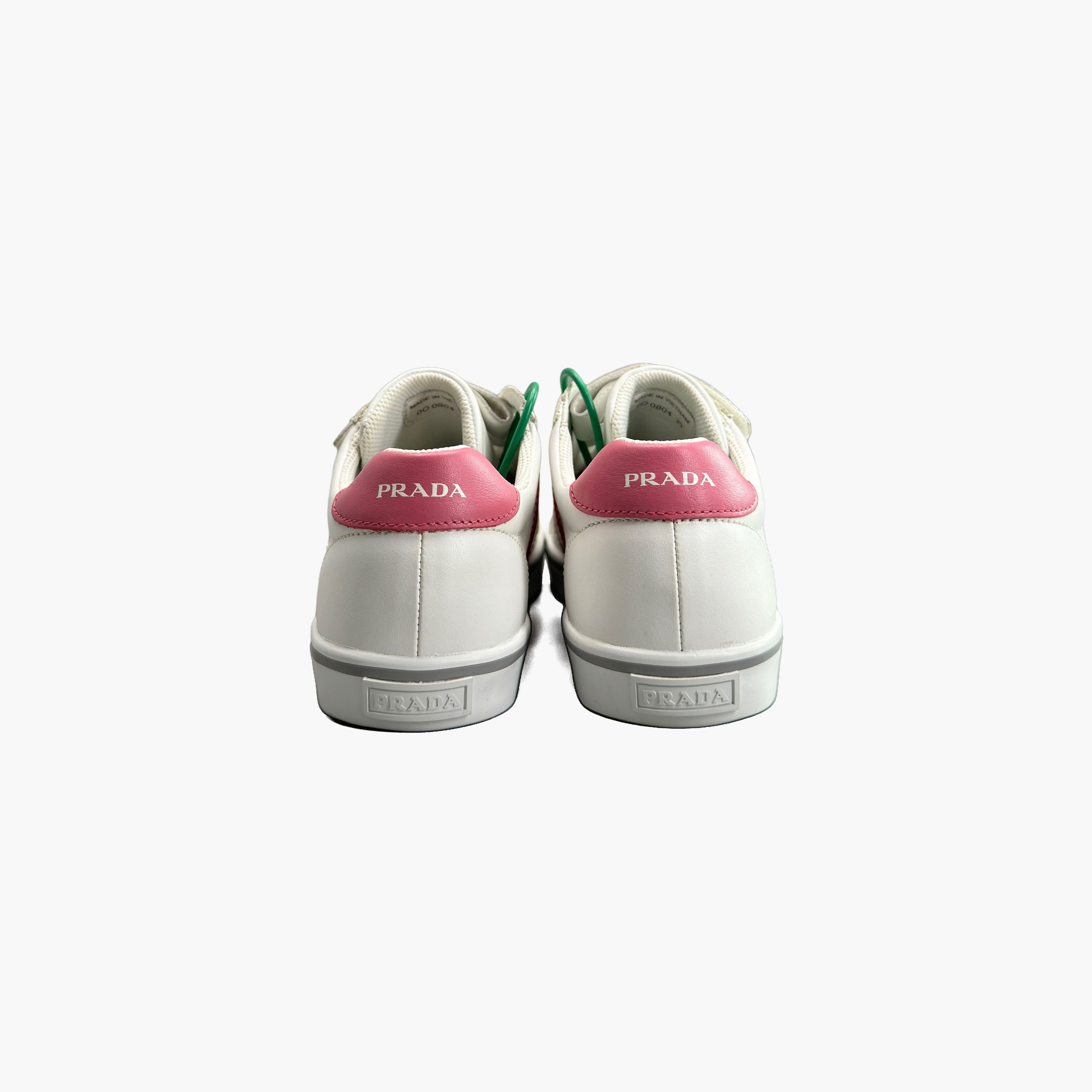 Prada Prada White Pink Velcro Low-Top Sneakers Size 35 Size US 5 / IT 35 - 6 Thumbnail