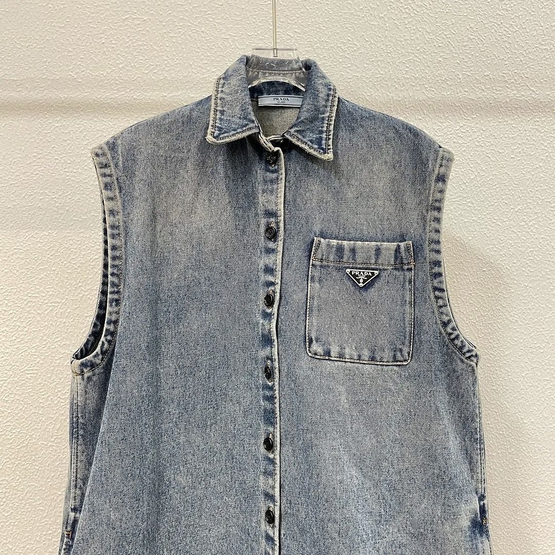 Prada Prada Triangle Logo Denim Vest Size 36 Size XS / US 0-2 / IT 36-38 - 3 Thumbnail