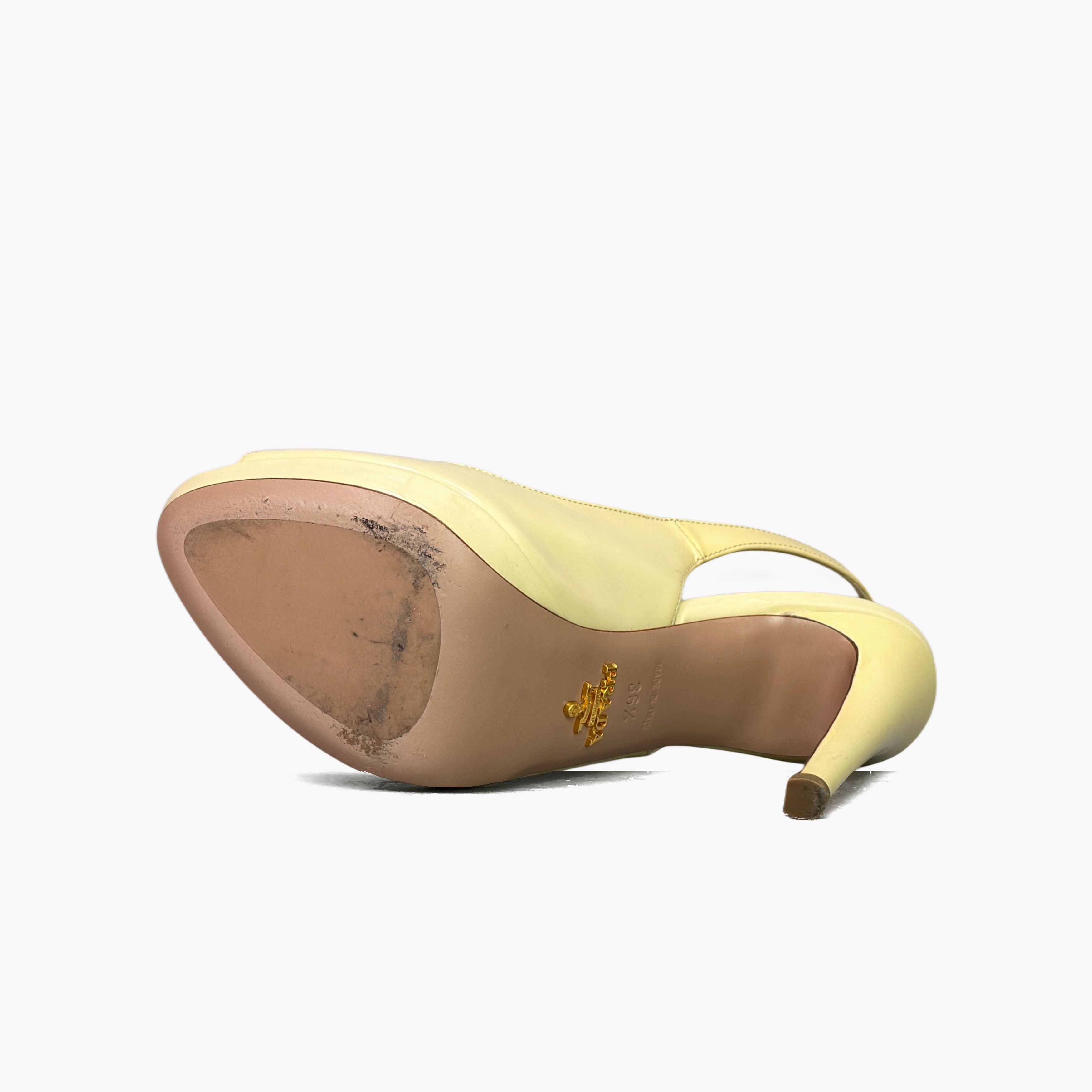 Prada Prada Yellow Patent Leather Slingback Heels Size 36.5 Size US 6.5 / IT 36.5 - 8 Thumbnail
