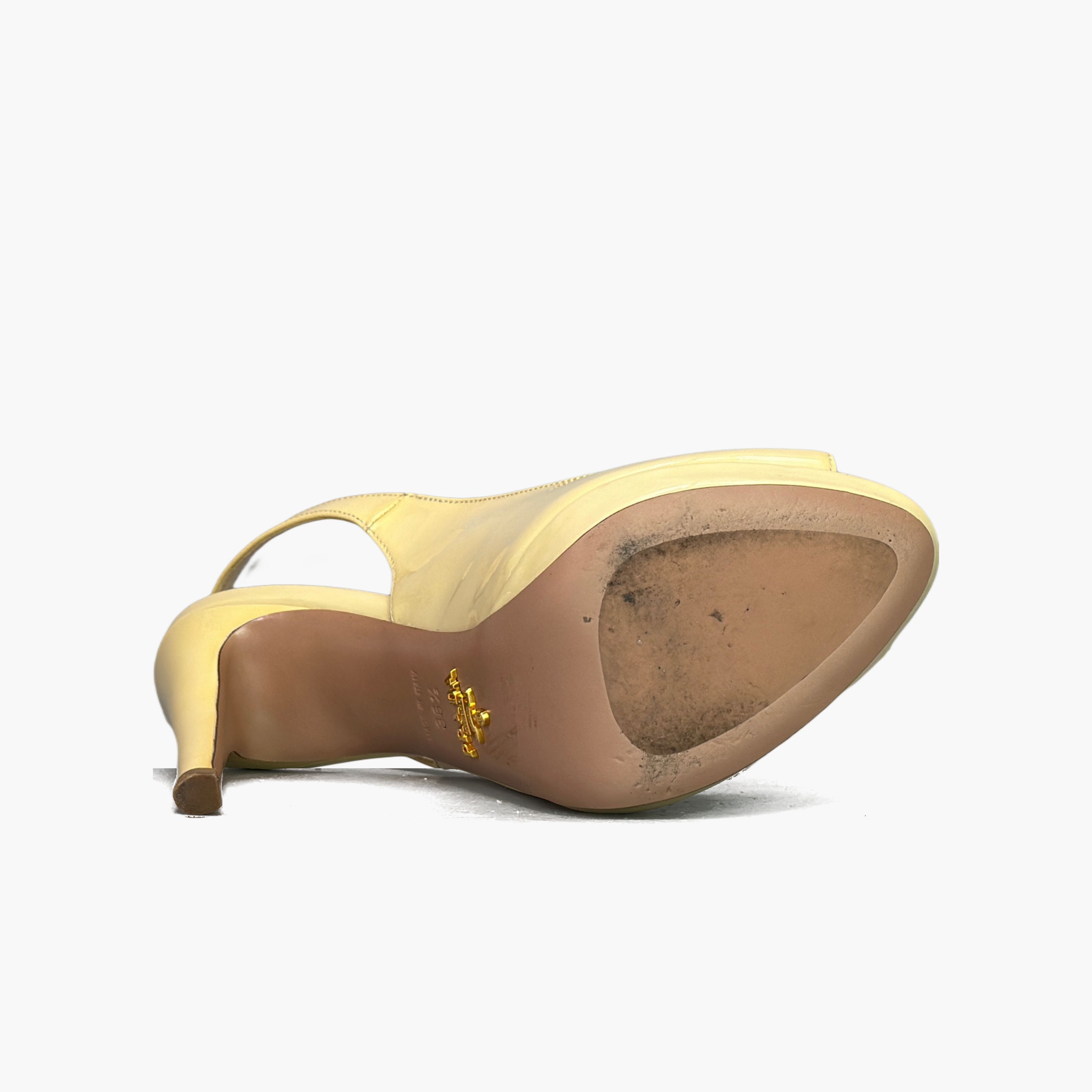 Prada Prada Yellow Patent Leather Slingback Heels Size 36.5 Size US 6.5 / IT 36.5 - 7 Thumbnail
