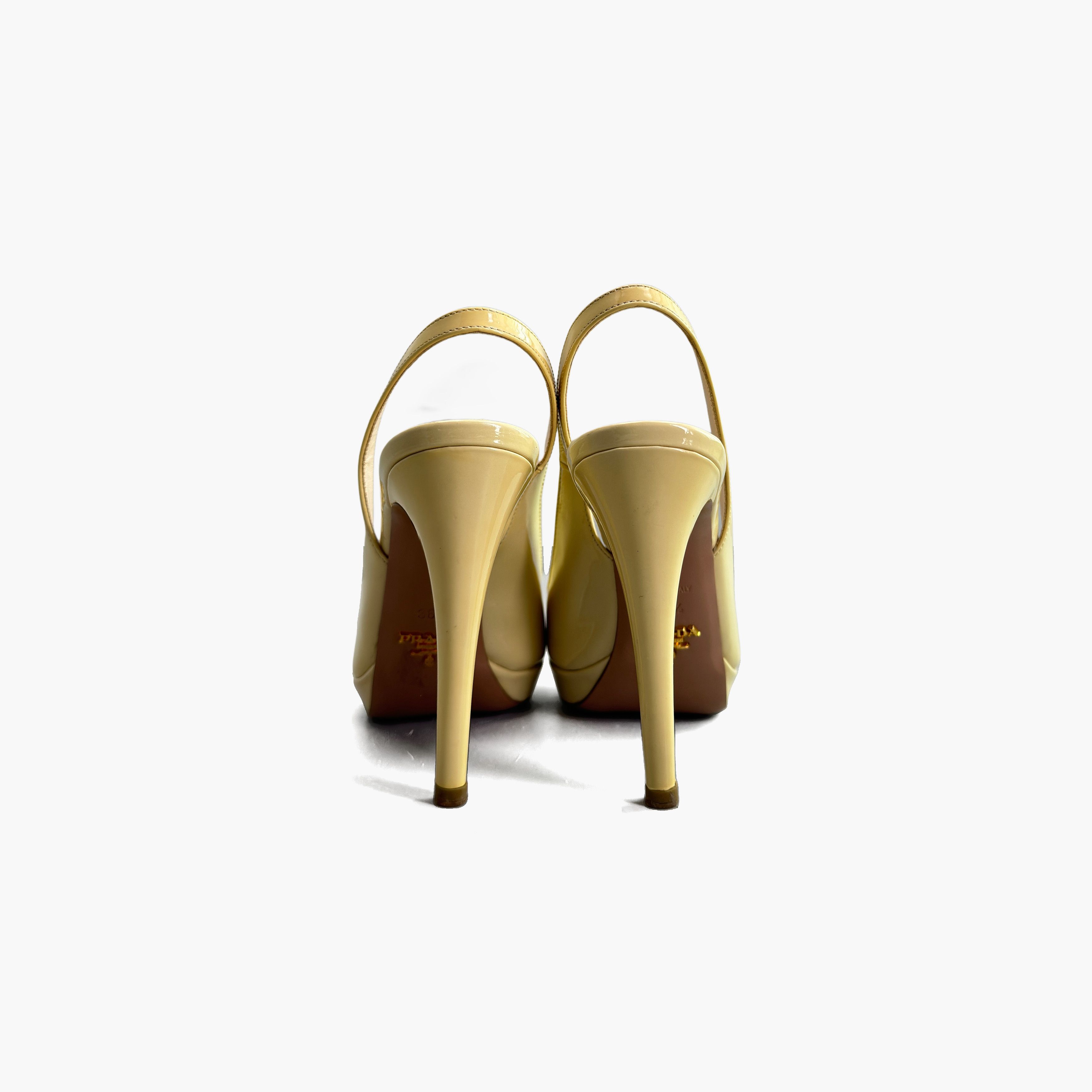 Prada Prada Yellow Patent Leather Slingback Heels Size 36.5 Size US 6.5 / IT 36.5 - 6 Thumbnail