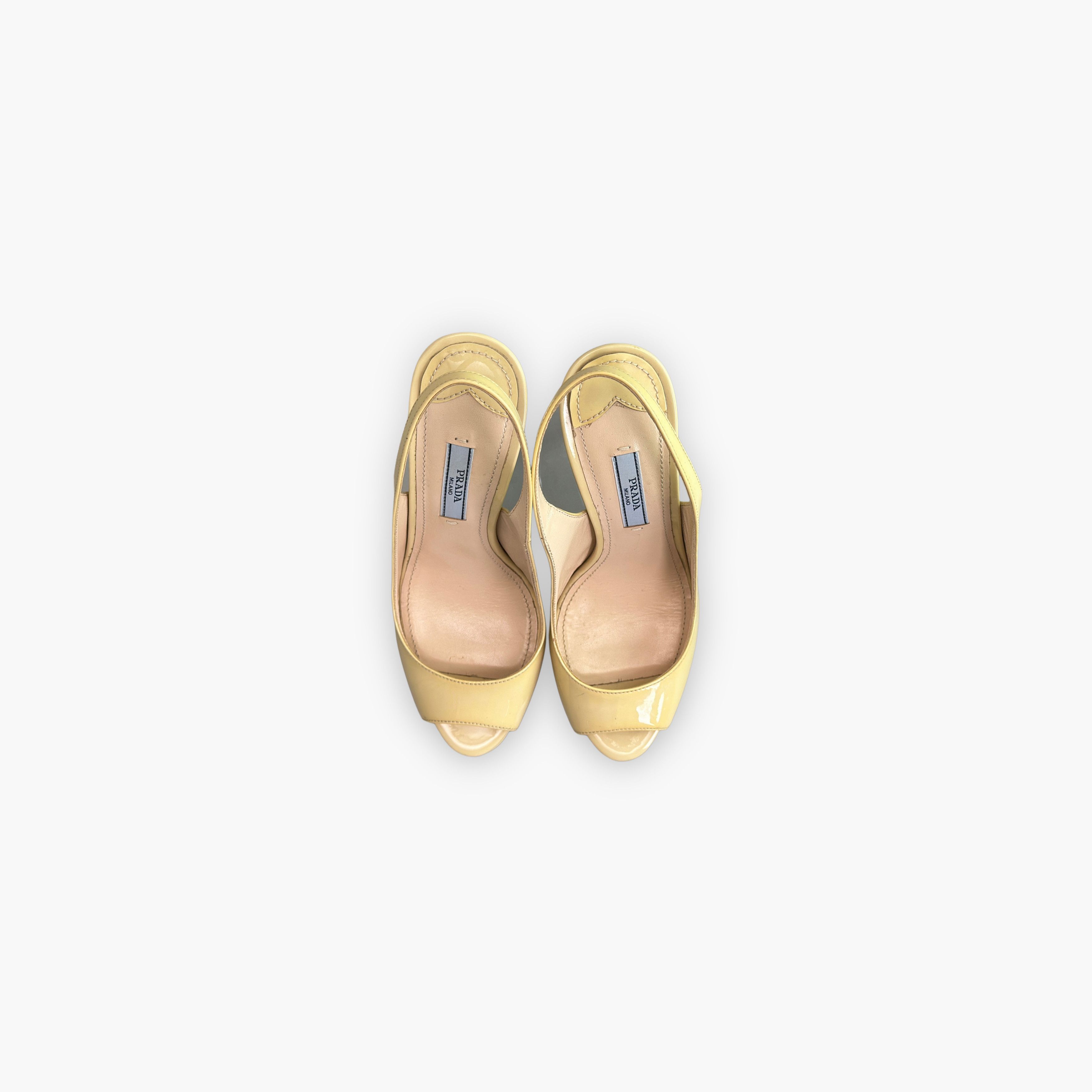 Prada Prada Yellow Patent Leather Slingback Heels Size 36.5 Size US 6.5 / IT 36.5 - 9 Thumbnail