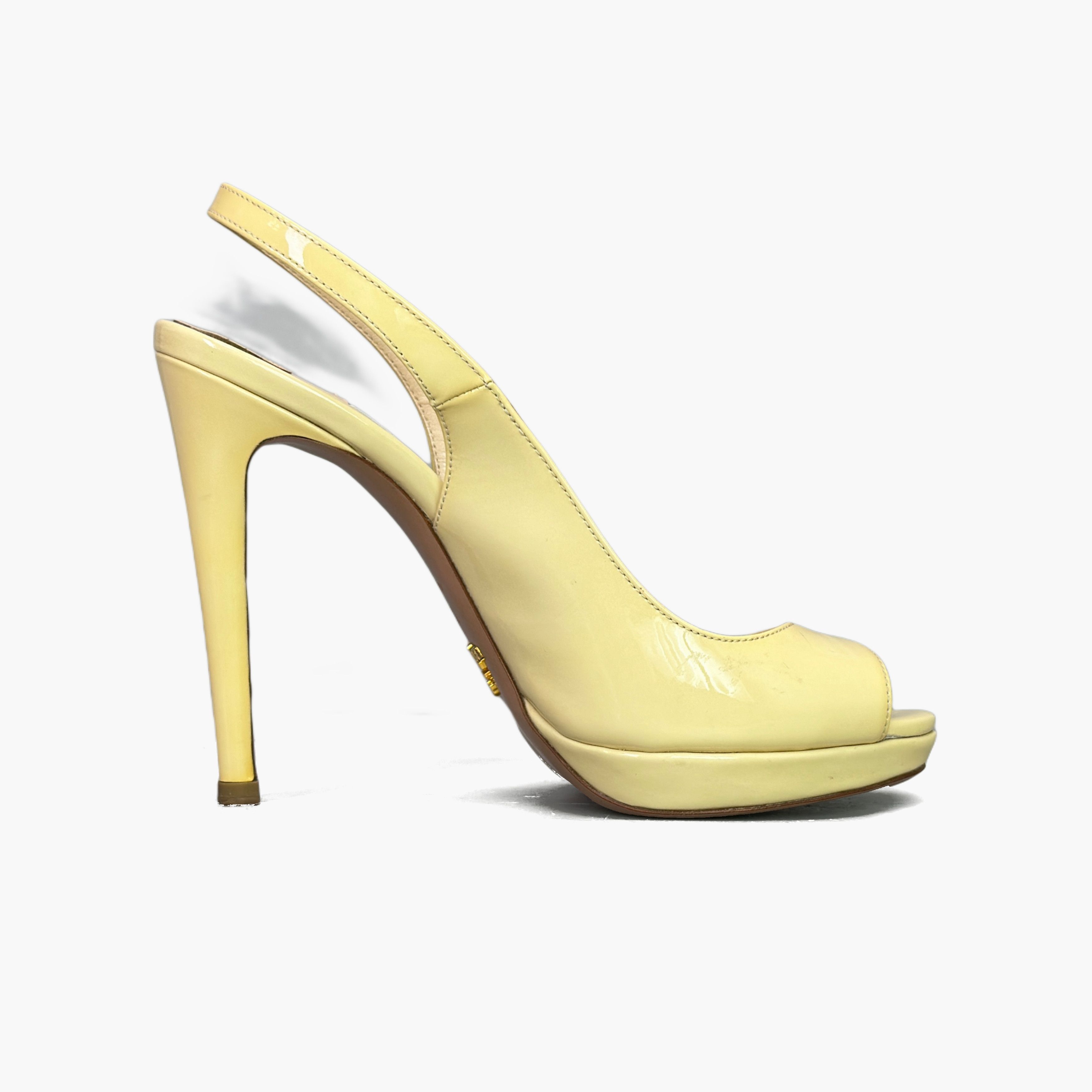 Prada Prada Yellow Patent Leather Slingback Heels Size 36.5 Size US 6.5 / IT 36.5 - 2 Thumbnail