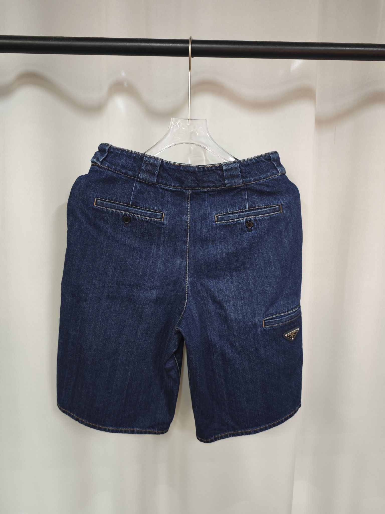 Prada Prada Logo Denim Shorts Size 26 Size US 40 / EU 56 - 2 Thumbnail