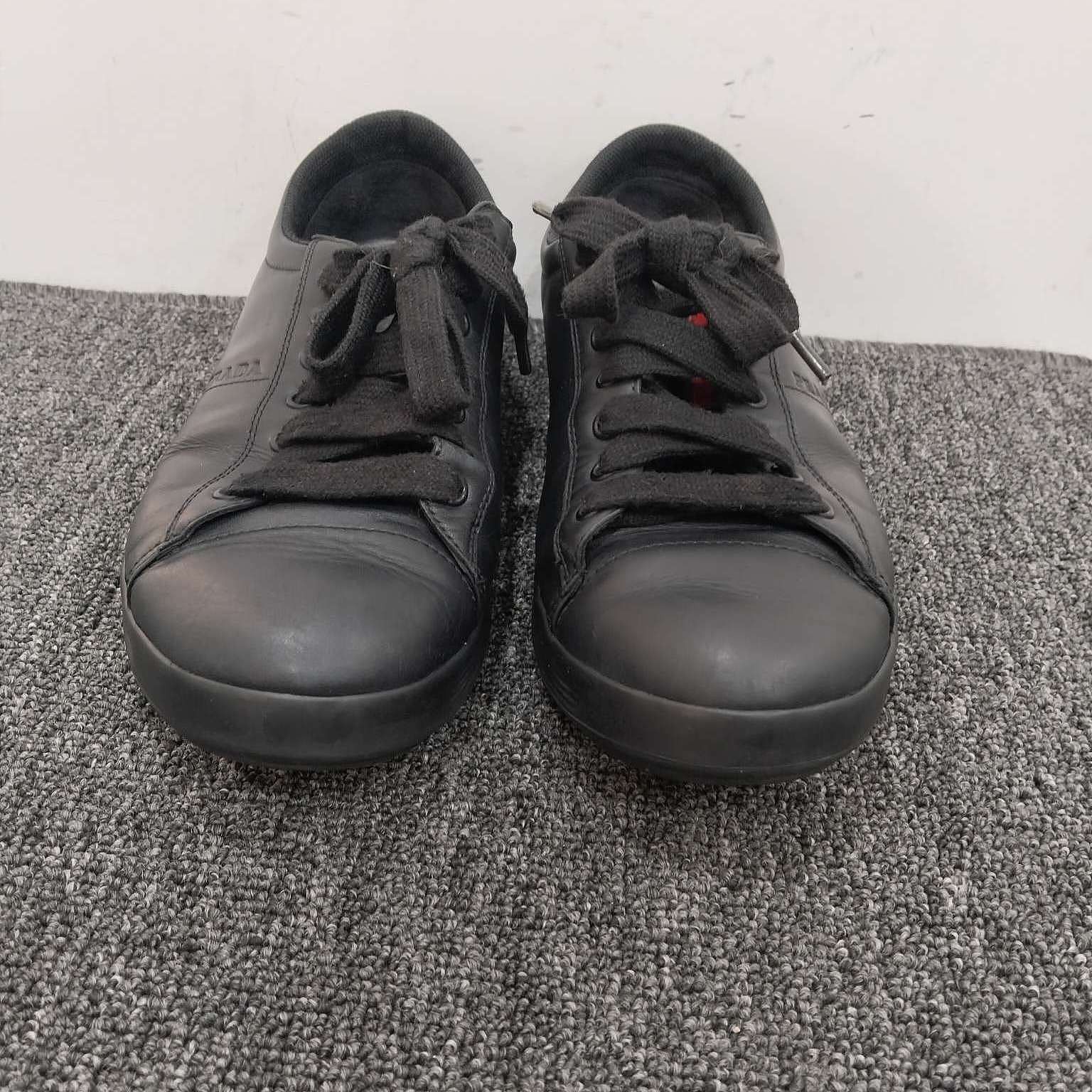 Prada Prada Black Leather Low-Top Sneakers Size 8.5 Size US 8.5 / EU 41-42 - 2 Thumbnail