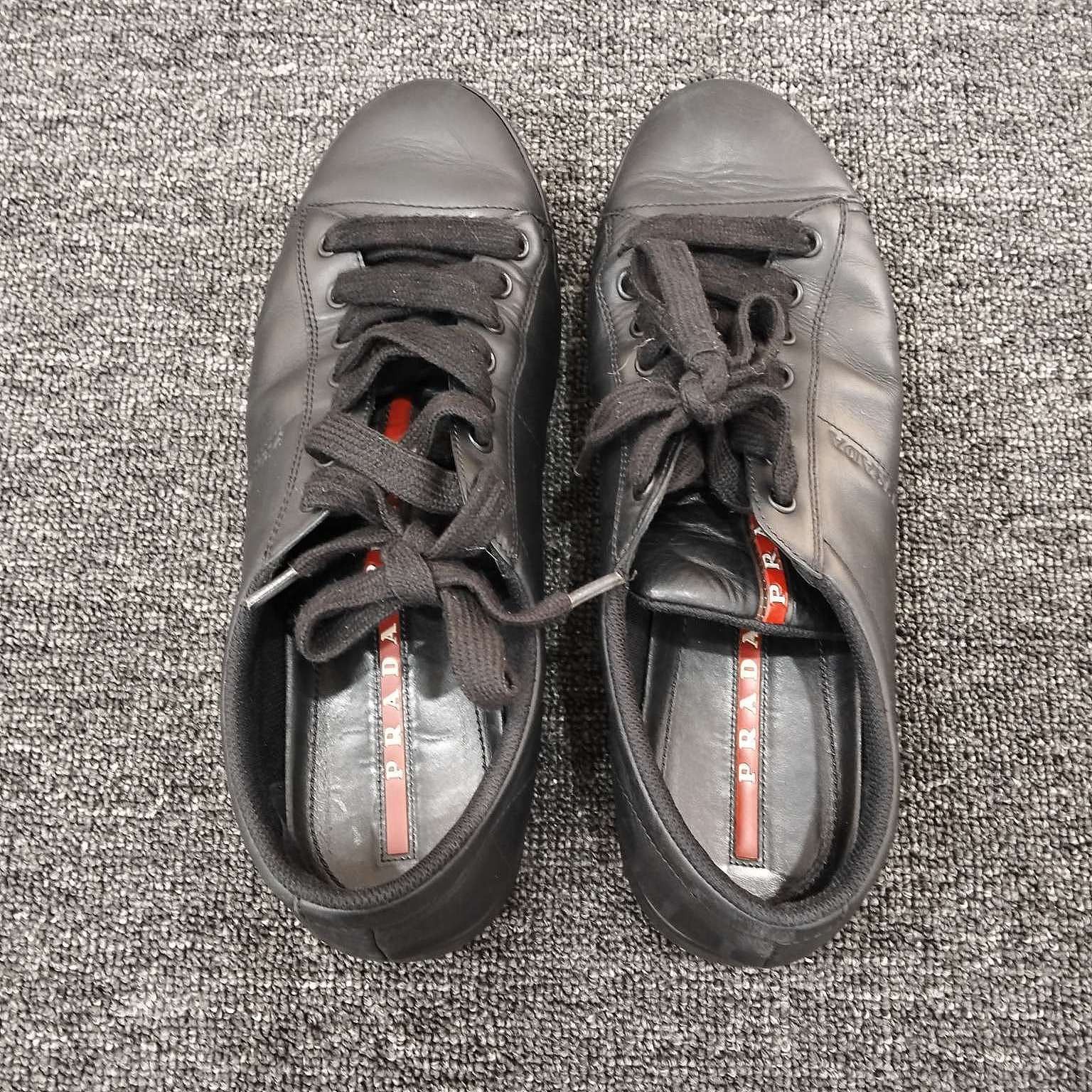 Prada Prada Black Leather Low-Top Sneakers Size 8.5 Size US 8.5 / EU 41-42 - 8 Thumbnail