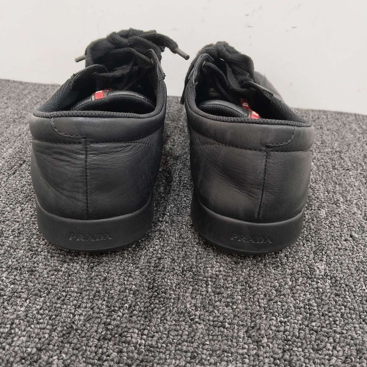 Prada Prada Black Leather Low-Top Sneakers Size 8.5 Size US 8.5 / EU 41-42 - 3 Thumbnail