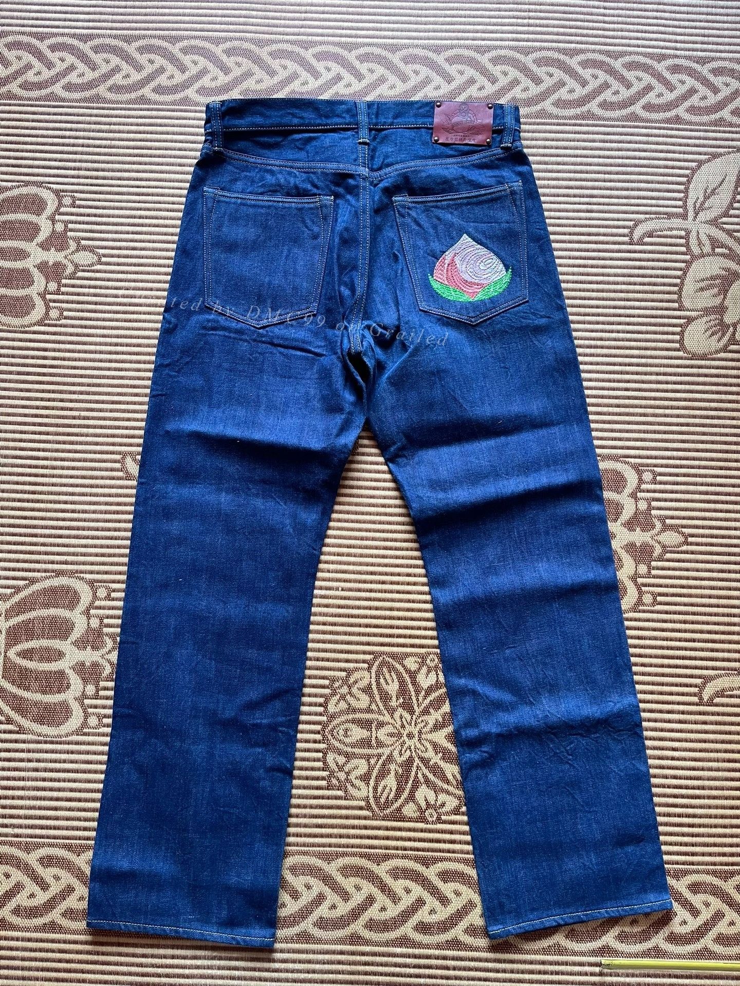 Momotaro Jeans Momotarou Jeans Natural Indigo Peach Embroidery Size US 32 / EU 48 - 3 Thumbnail