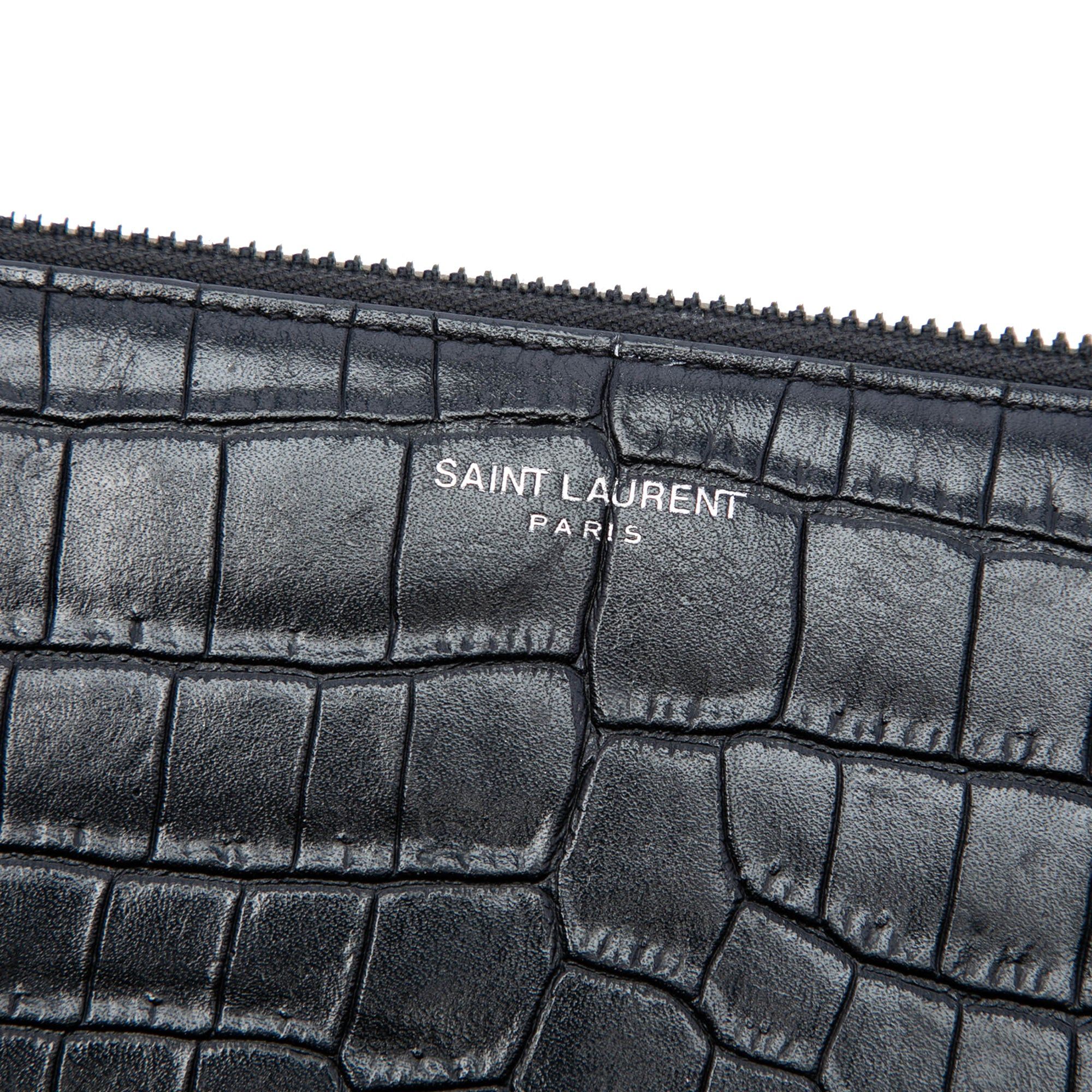 Saint Laurent Paris Croc Embossed Leather Document Holder Size ONE SIZE - 6 Thumbnail
