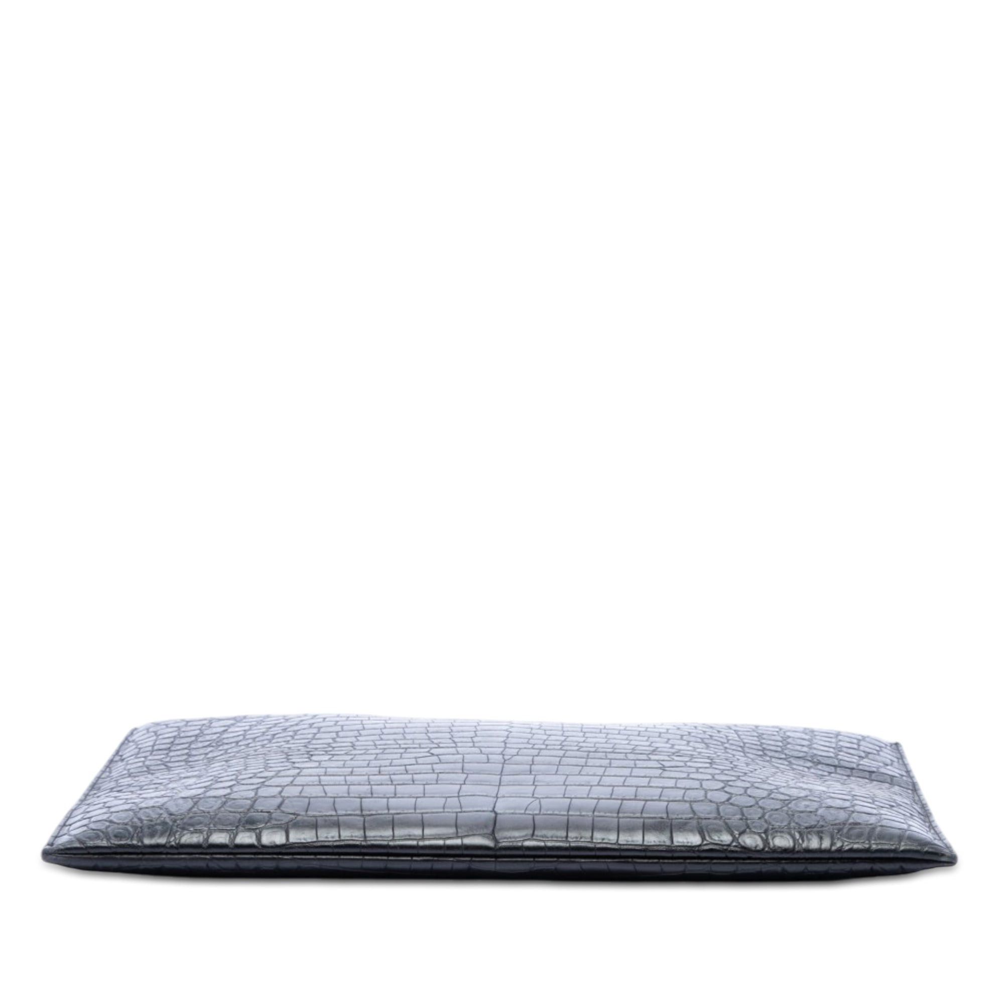 Saint Laurent Paris Croc Embossed Leather Document Holder Size ONE SIZE - 3 Thumbnail