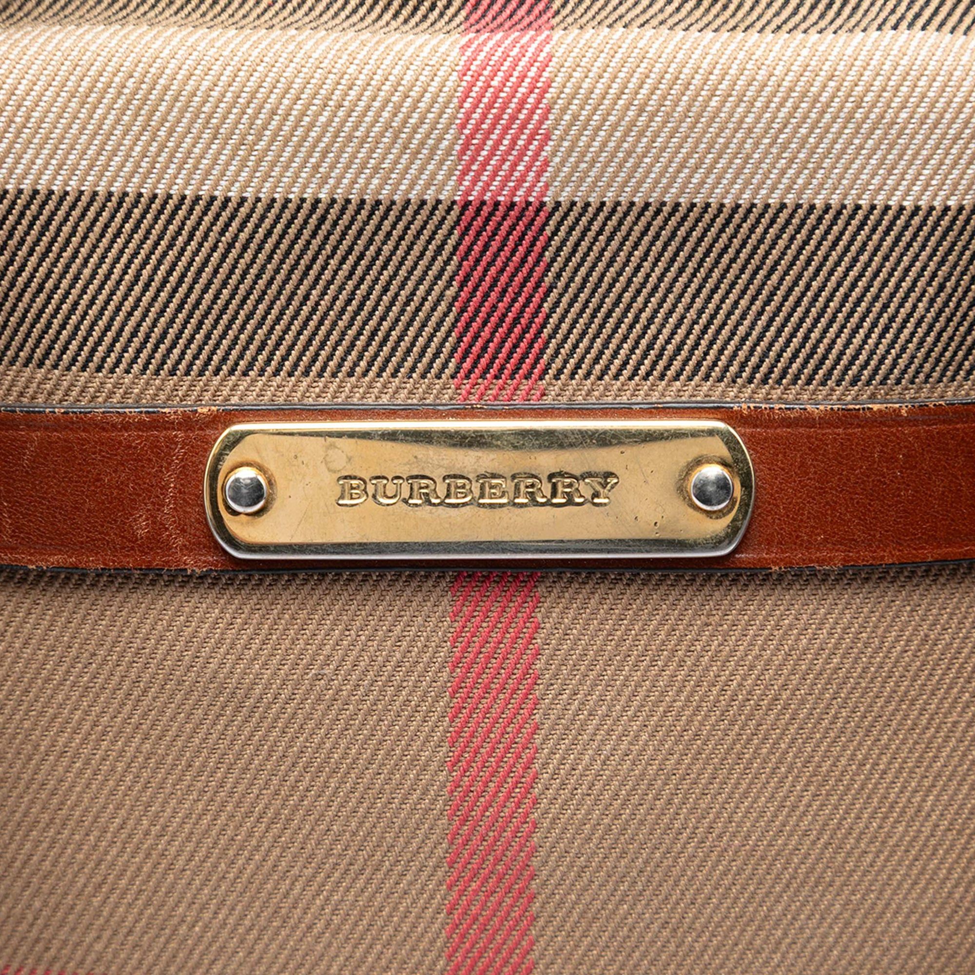 Burberry Small Leather Trimmed House Check Canvas Bridle Orchard Satchel Size ONE SIZE - 5 Thumbnail