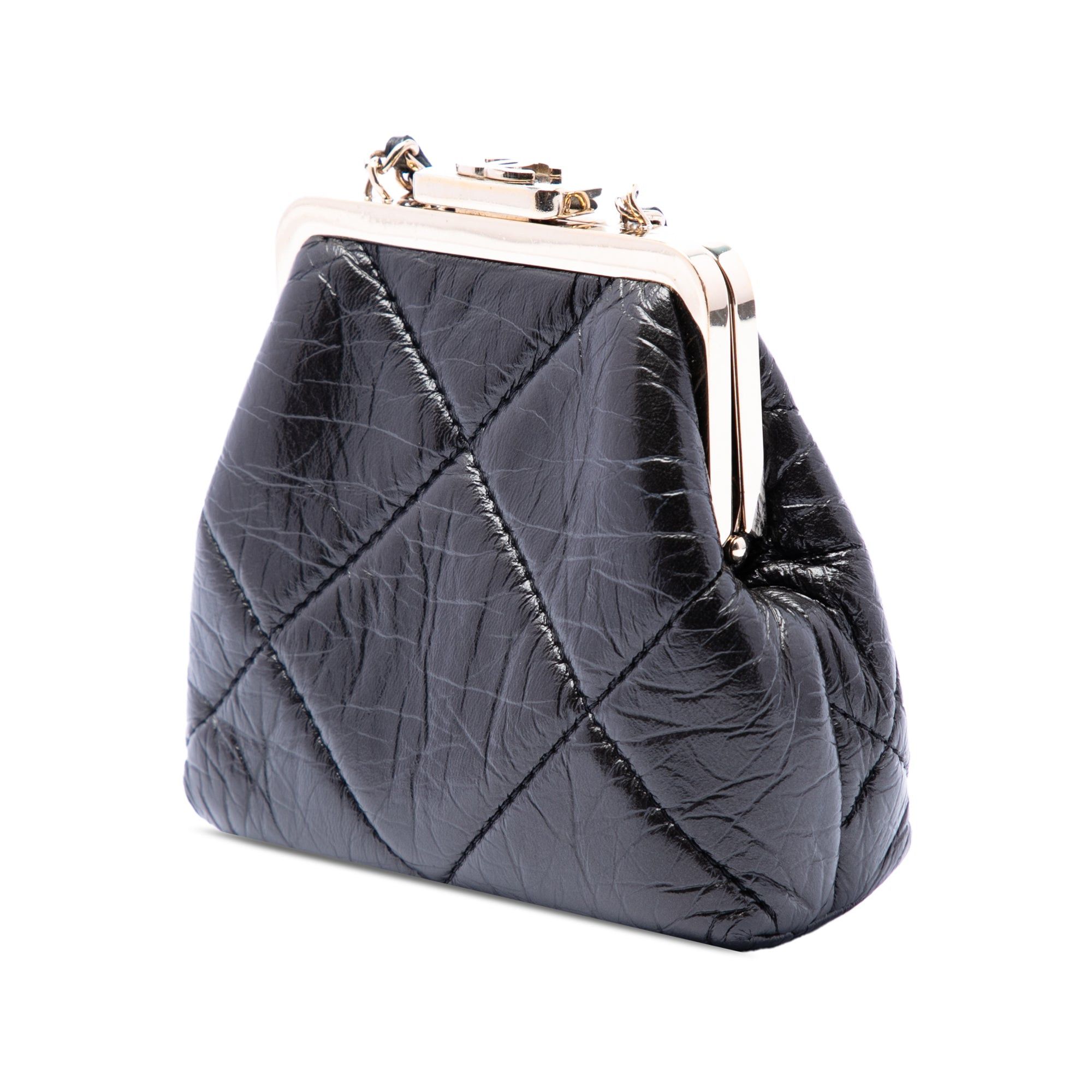 Chanel Quilted Aged Lambskin Kiss Lock Clutch with Chain Size ONE SIZE - 2 Thumbnail
