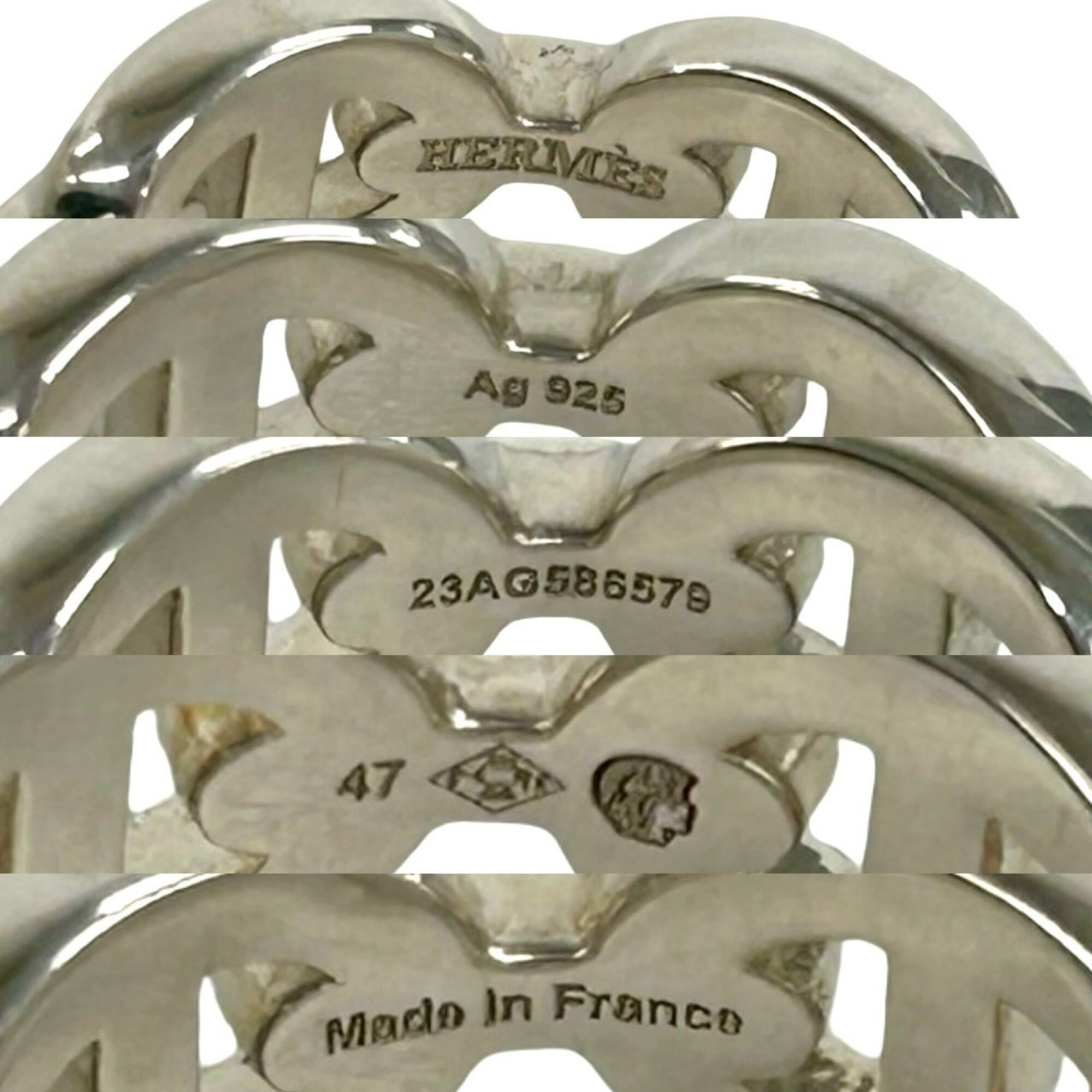 Hermes Hermes Enchainée Ring, Sterling Silver 925, Men's and Women's Accessory, Silver, 24234 Size ONE SIZE - 3 Thumbnail