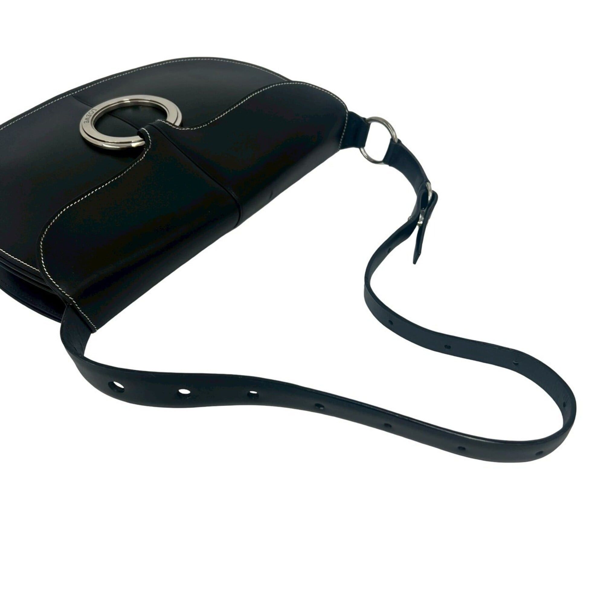 Loewe LOEWE logo ring hardware leather one-shoulder bag semi-shoulder handbag black 22768 Size ONE SIZE - 4 Thumbnail
