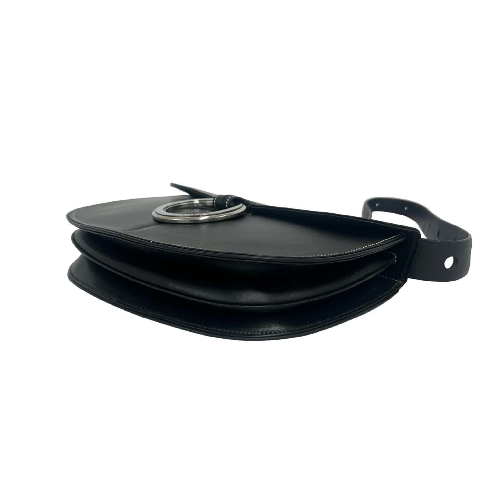 Loewe LOEWE logo ring hardware leather one-shoulder bag semi-shoulder handbag black 22768 Size ONE SIZE - 8 Thumbnail