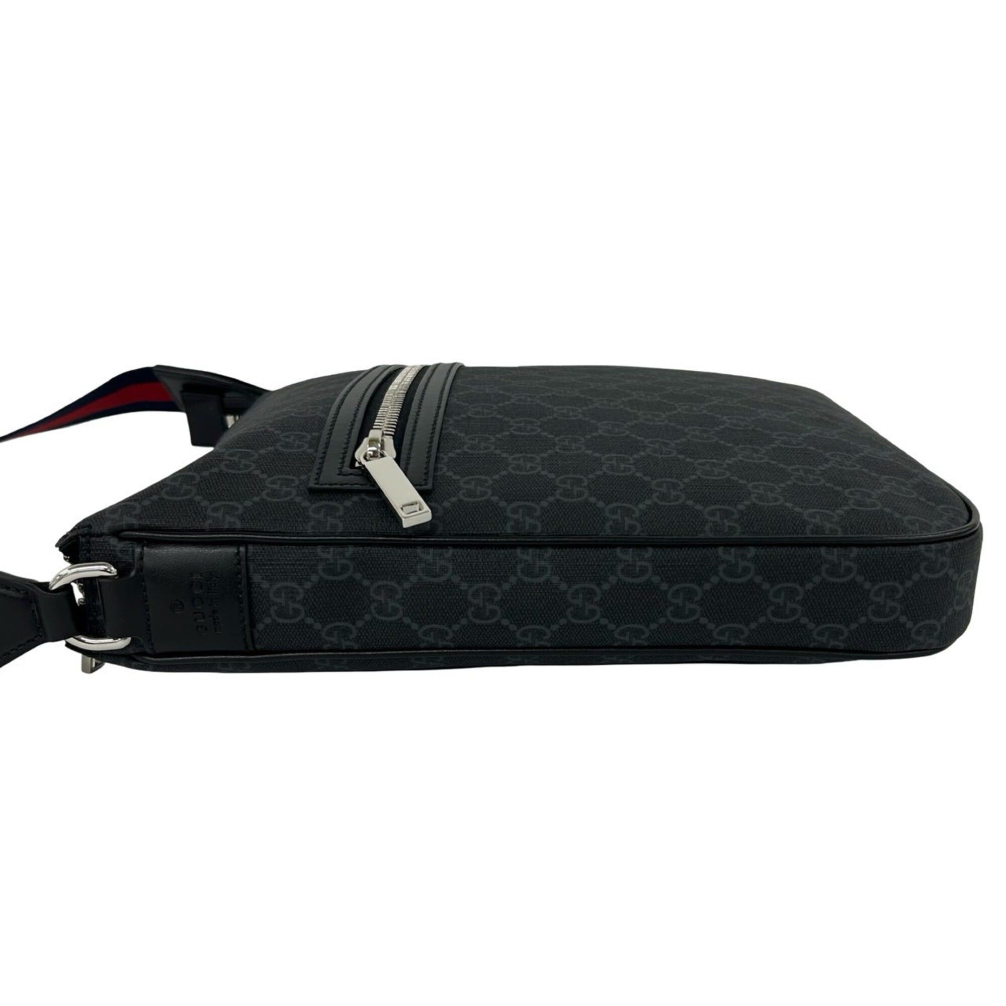 Gucci GUCCI Sherry Line GG Supreme Logo Pattern Leather Shoulder Bag Tote Black Navy Red 39987 Size ONE SIZE - 5 Thumbnail