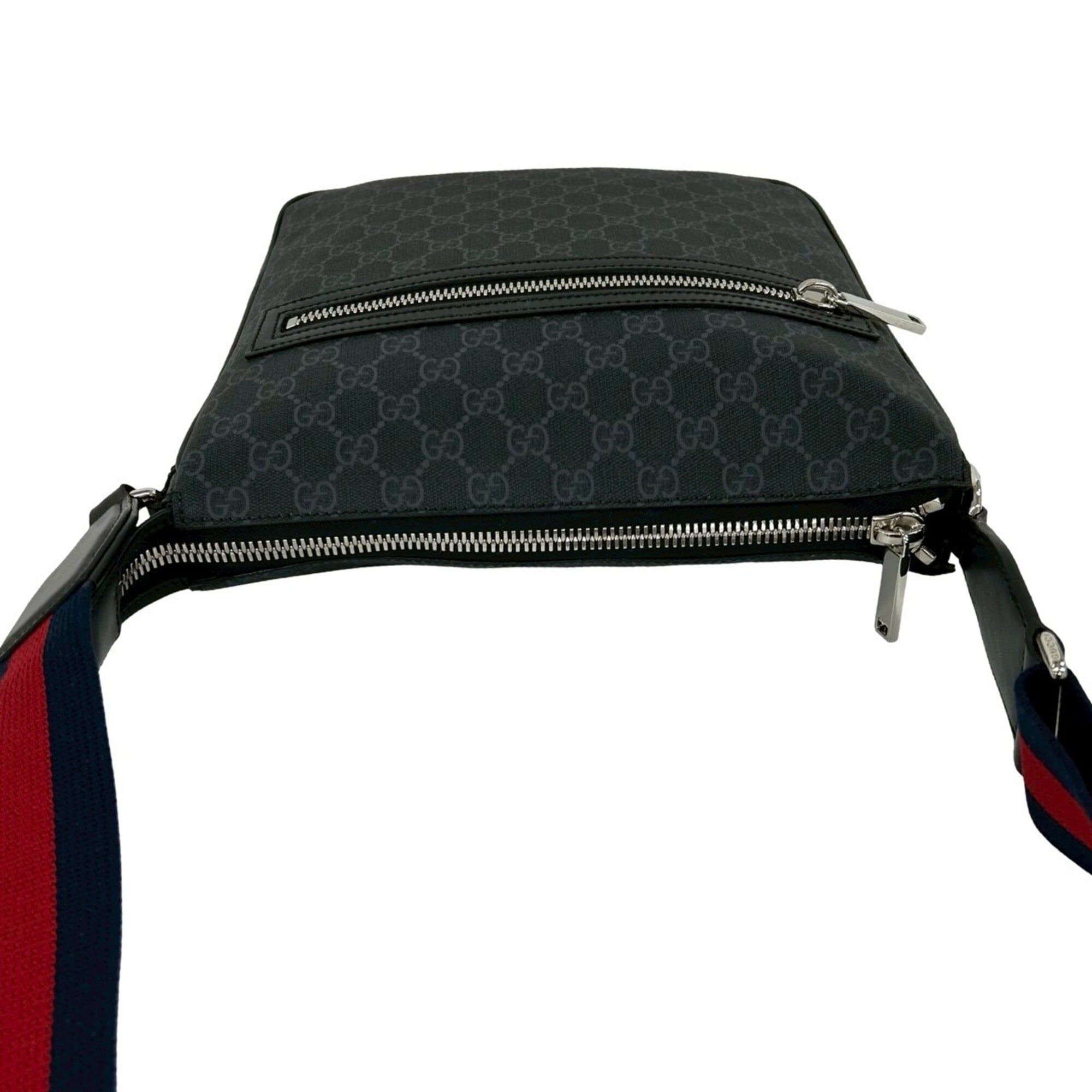 Gucci GUCCI Sherry Line GG Supreme Logo Pattern Leather Shoulder Bag Tote Black Navy Red 39987 Size ONE SIZE - 4 Thumbnail