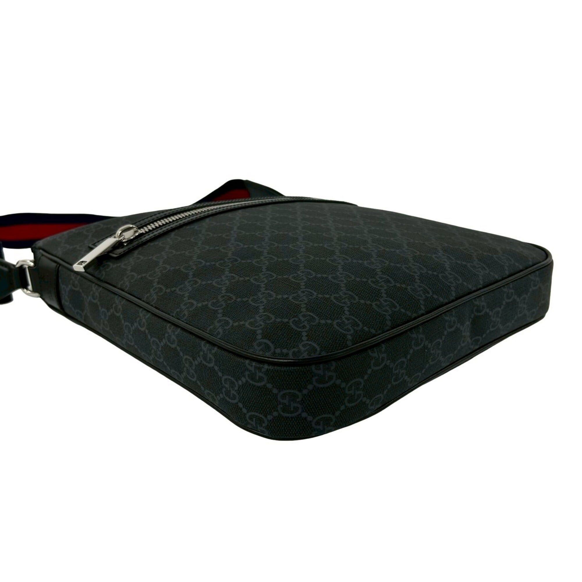 Gucci GUCCI Sherry Line GG Supreme Logo Pattern Leather Shoulder Bag Tote Black Navy Red 39987 Size ONE SIZE - 7 Thumbnail