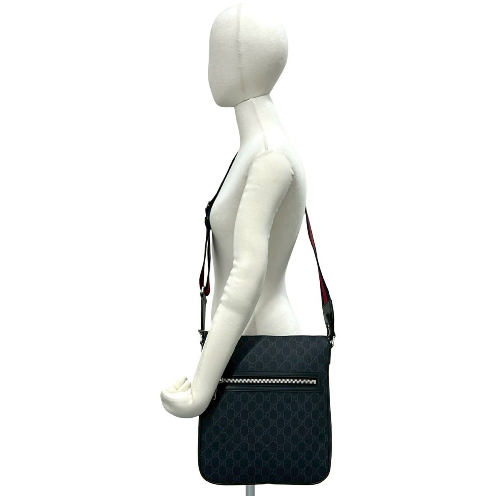 Gucci GUCCI Sherry Line GG Supreme Logo Pattern Leather Shoulder Bag Tote Black Navy Red 39987 Size ONE SIZE - 2 Thumbnail