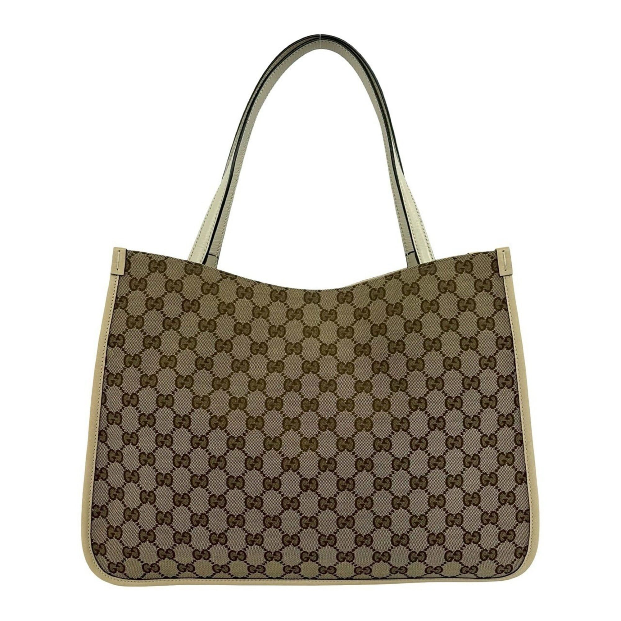 Gucci GUCCI GG Logo Horsebit Hardware Canvas Leather Genuine Tote Bag Semi Shoulder Beige 05060 Size ONE SIZE - 3 Thumbnail