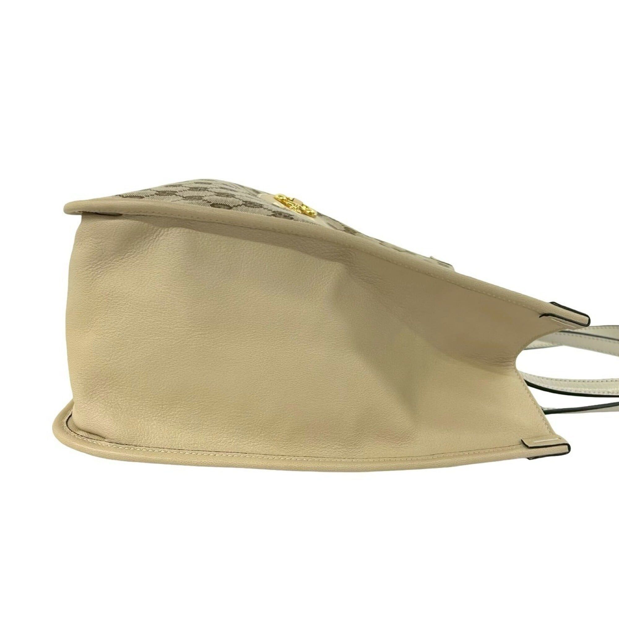 Gucci GUCCI GG Logo Horsebit Hardware Canvas Leather Genuine Tote Bag Semi Shoulder Beige 05060 Size ONE SIZE - 6 Thumbnail