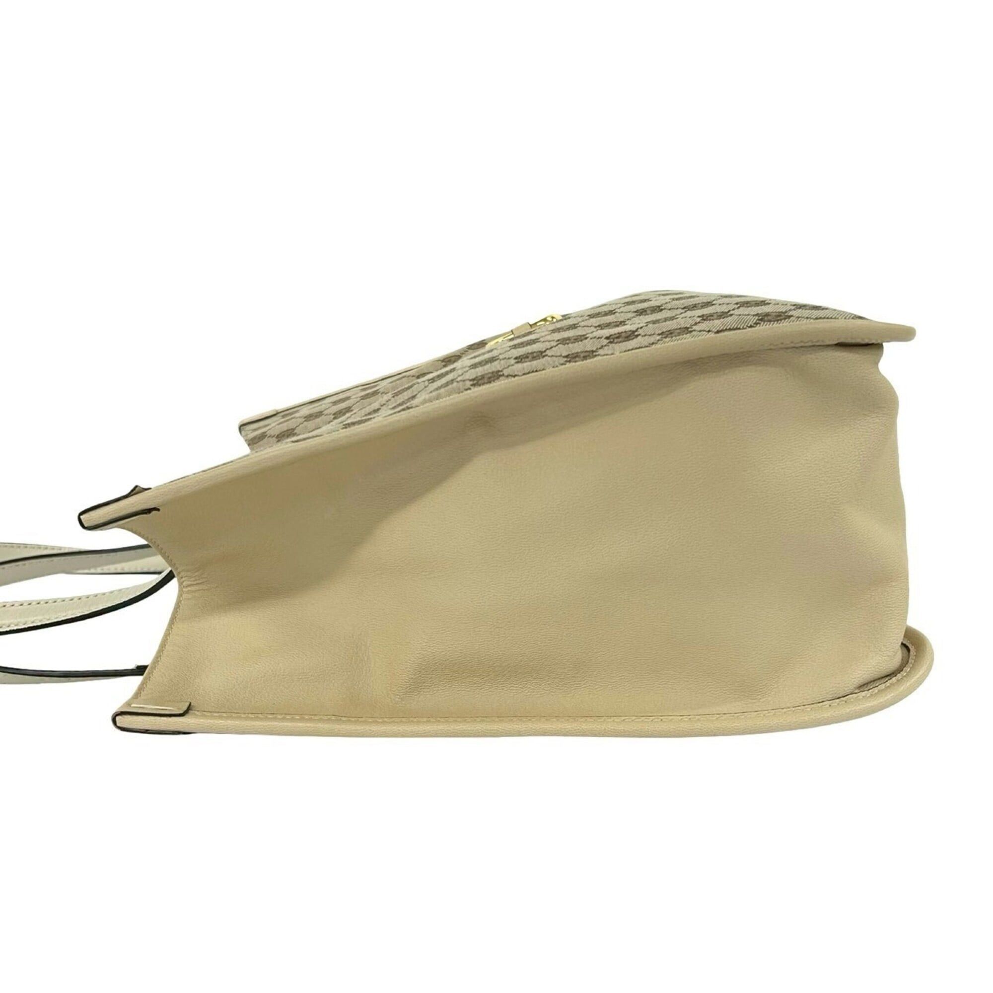 Gucci GUCCI GG Logo Horsebit Hardware Canvas Leather Genuine Tote Bag Semi Shoulder Beige 05060 Size ONE SIZE - 5 Thumbnail