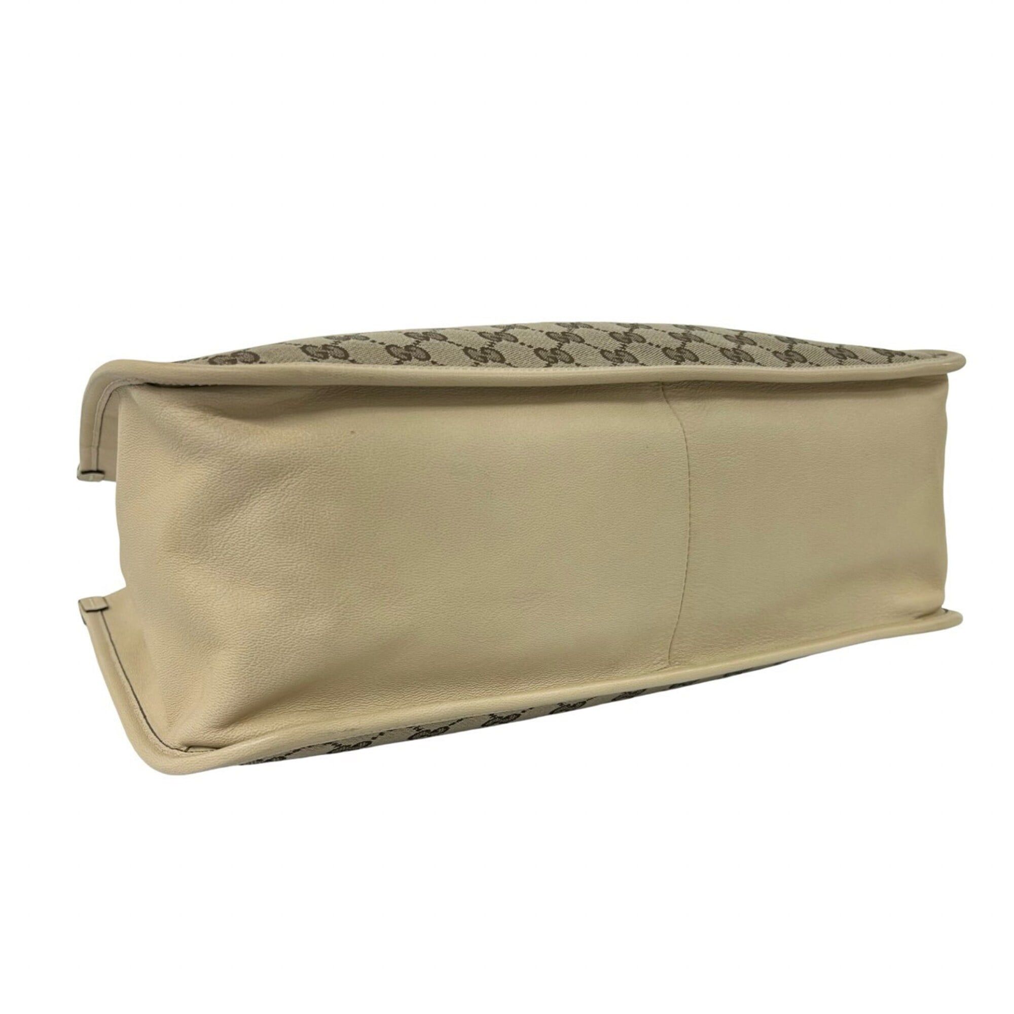 Gucci GUCCI GG Logo Horsebit Hardware Canvas Leather Genuine Tote Bag Semi Shoulder Beige 05060 Size ONE SIZE - 7 Thumbnail