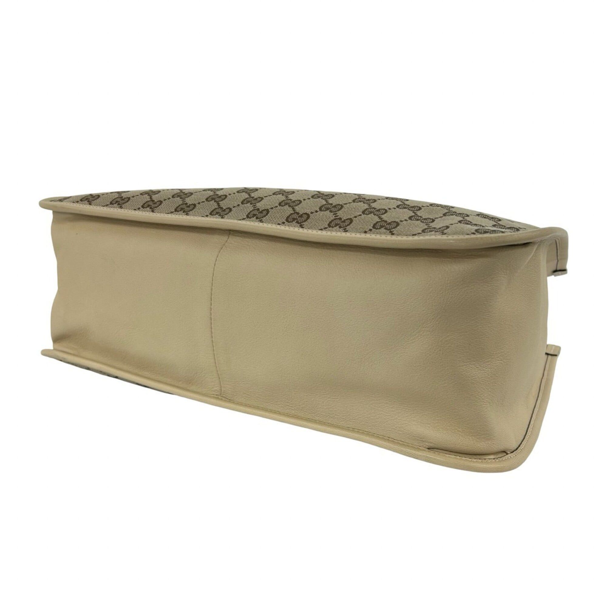 Gucci GUCCI GG Logo Horsebit Hardware Canvas Leather Genuine Tote Bag Semi Shoulder Beige 05060 Size ONE SIZE - 8 Thumbnail