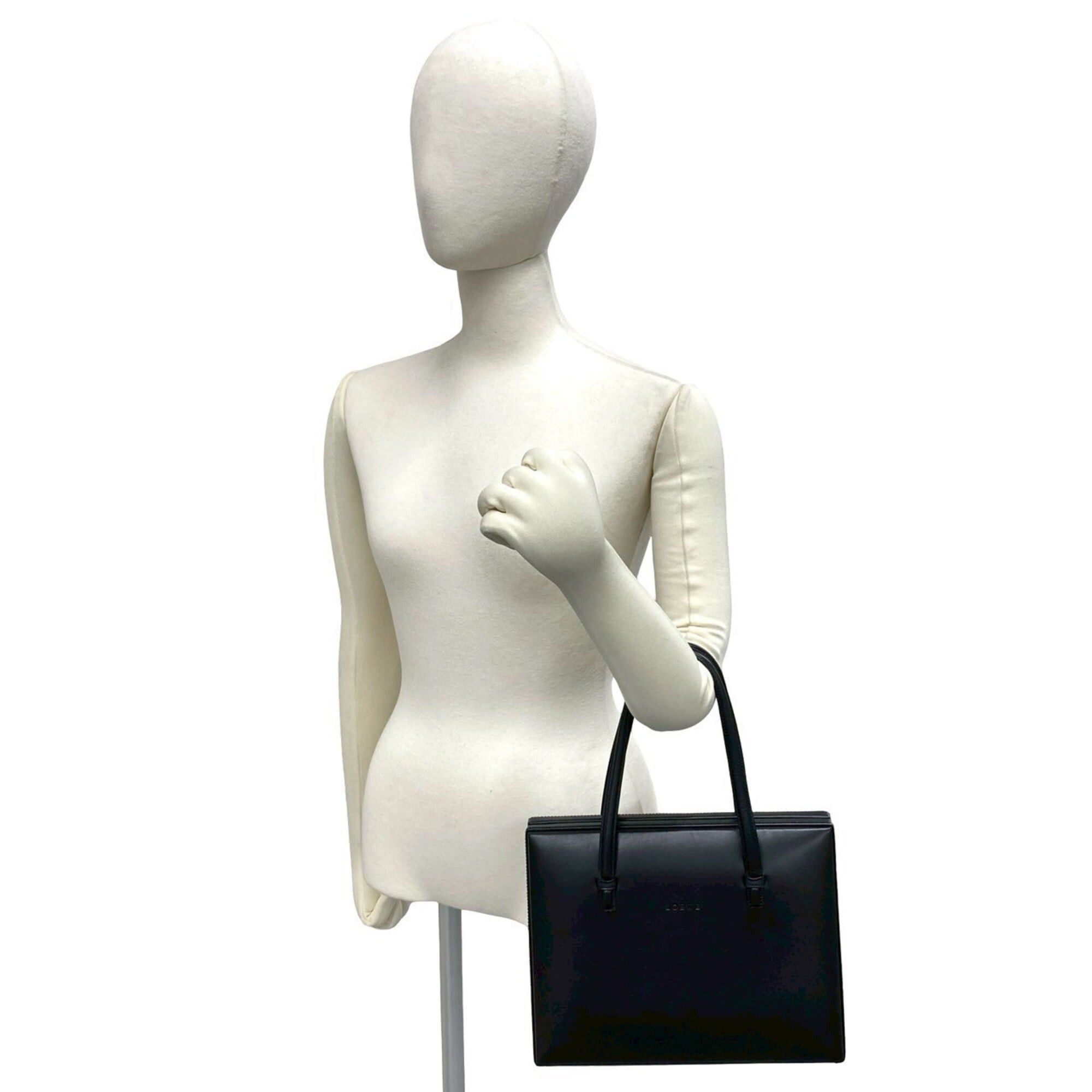 Loewe LOEWE Vintage Logo Embossed Leather Handbag, Boston Bag, Tote Black, Women's 20150 Size ONE SIZE - 2 Thumbnail