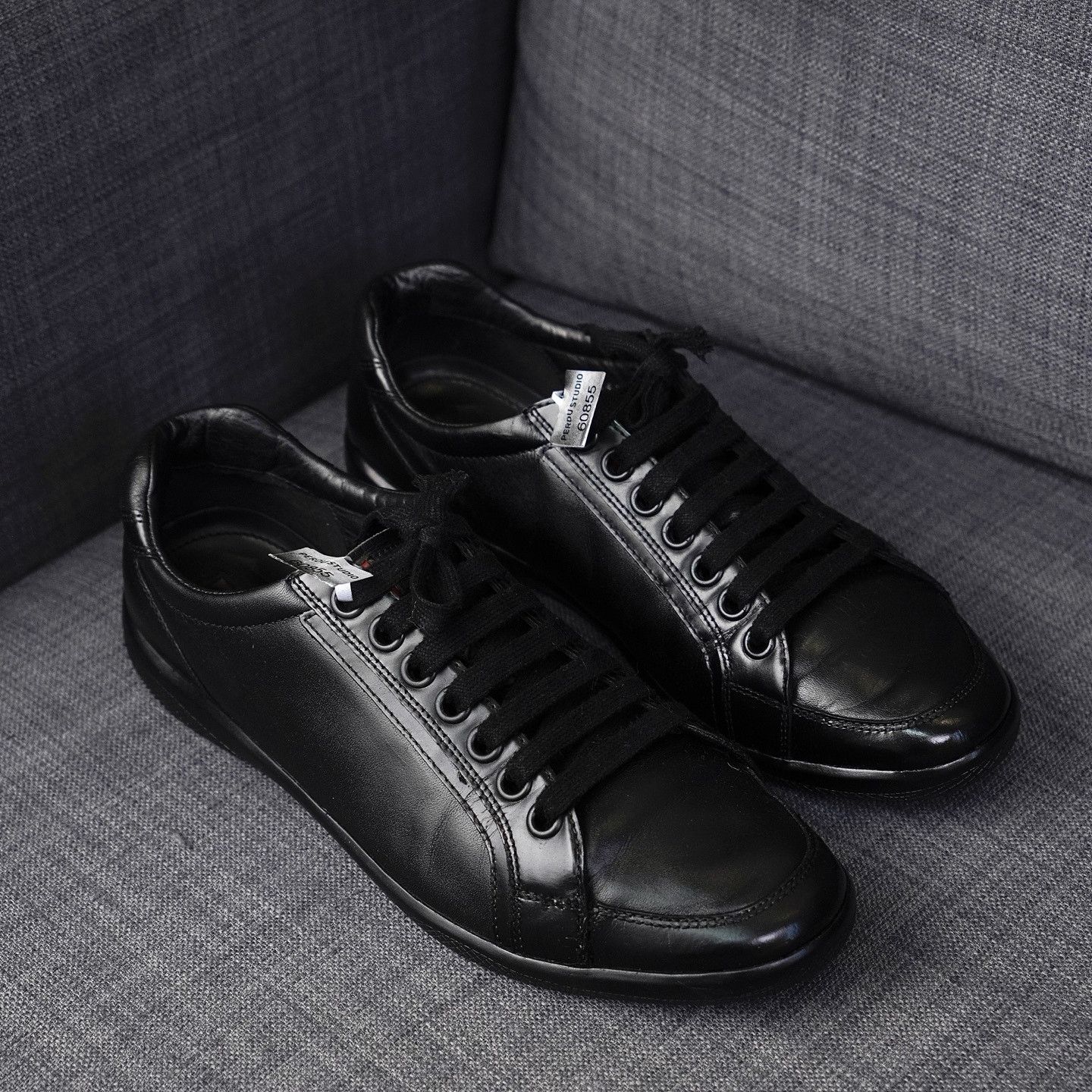 Prada Prada Leather Low-Top Sneakers Black US 7 Size US 7 / EU 40 - 7 Thumbnail