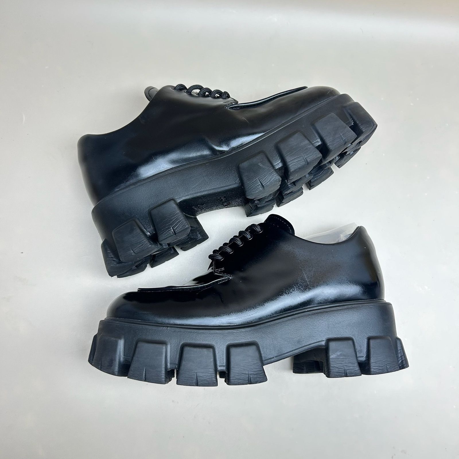 Prada Prada Black Leather Platform Shoes Size 39 Size US 9 / IT 39 - 6 Thumbnail
