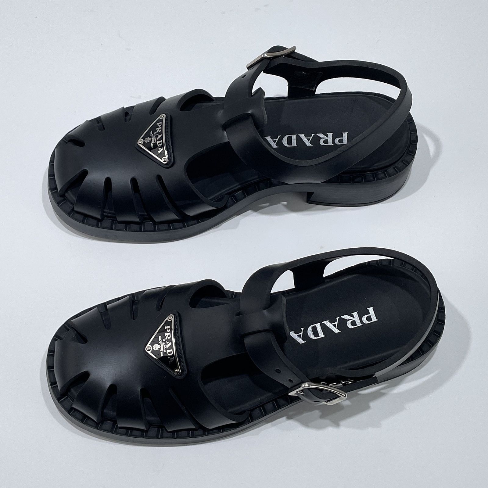 Prada Prada Logo Plaque Sandals Size 37 Size US 7 / IT 37 - 7 Thumbnail