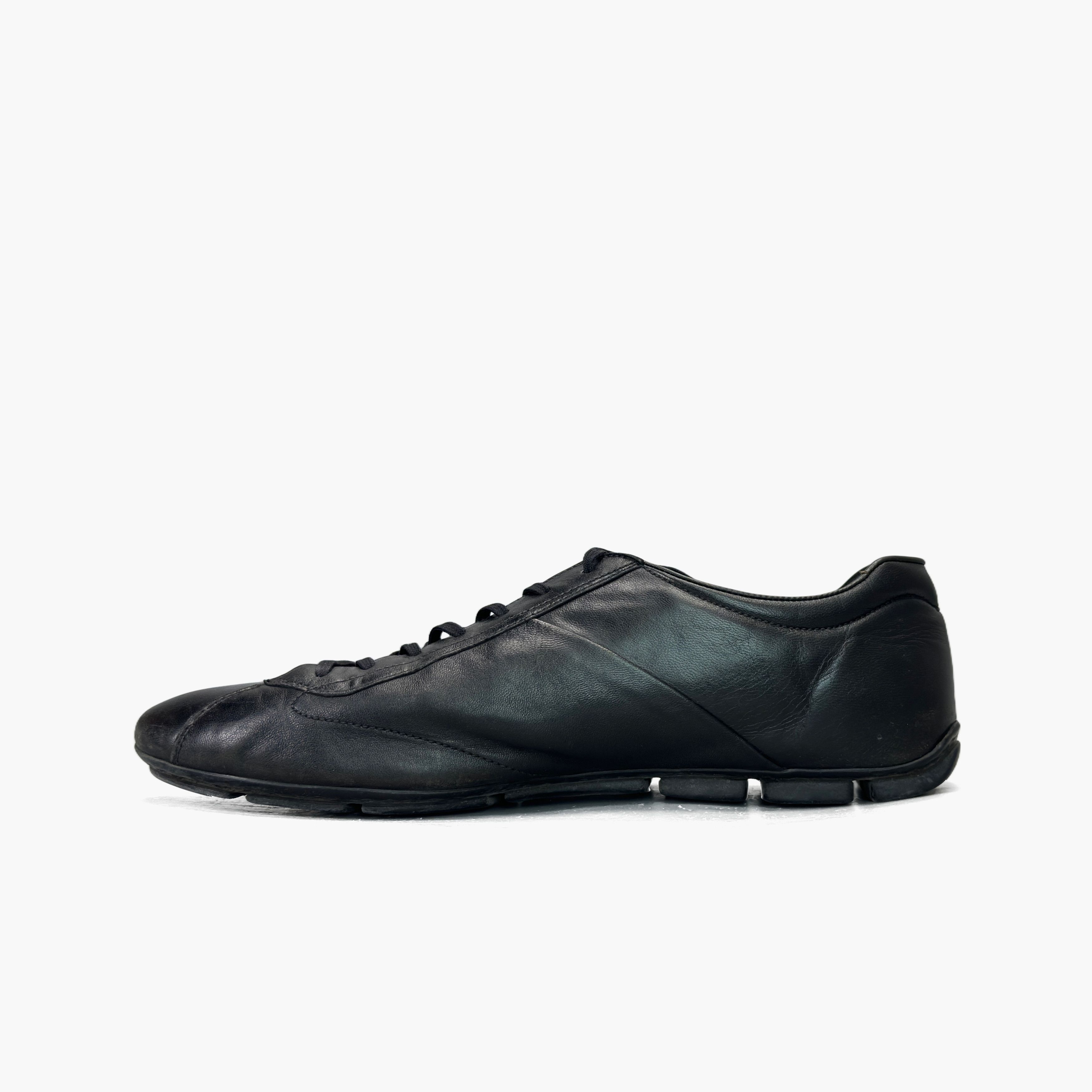 Prada Prada Black Leather Low-Top Sneakers Size 8.5 Size US 8.5 / EU 41-42 - 3 Thumbnail