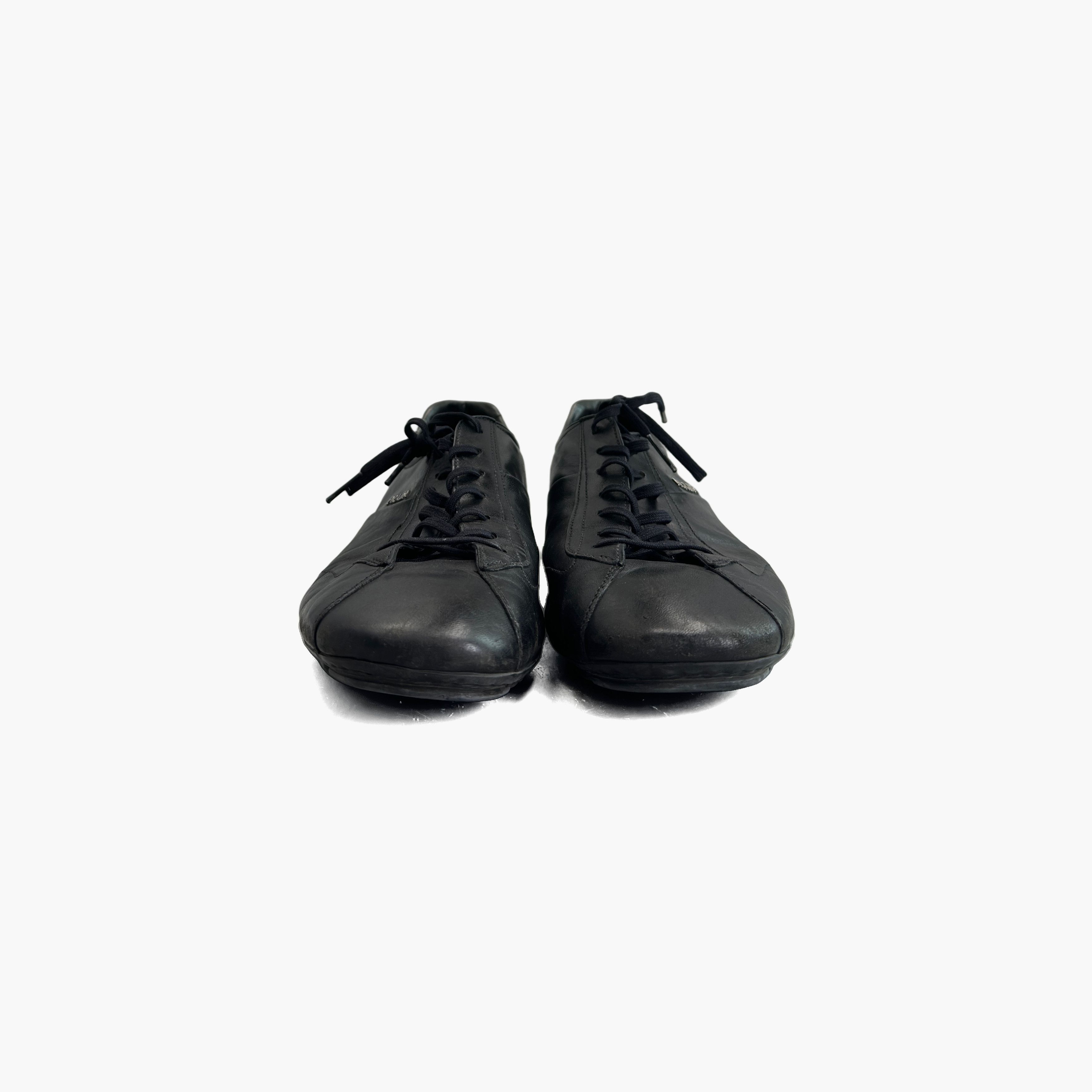 Prada Prada Black Leather Low-Top Sneakers Size 8.5 Size US 8.5 / EU 41-42 - 5 Thumbnail