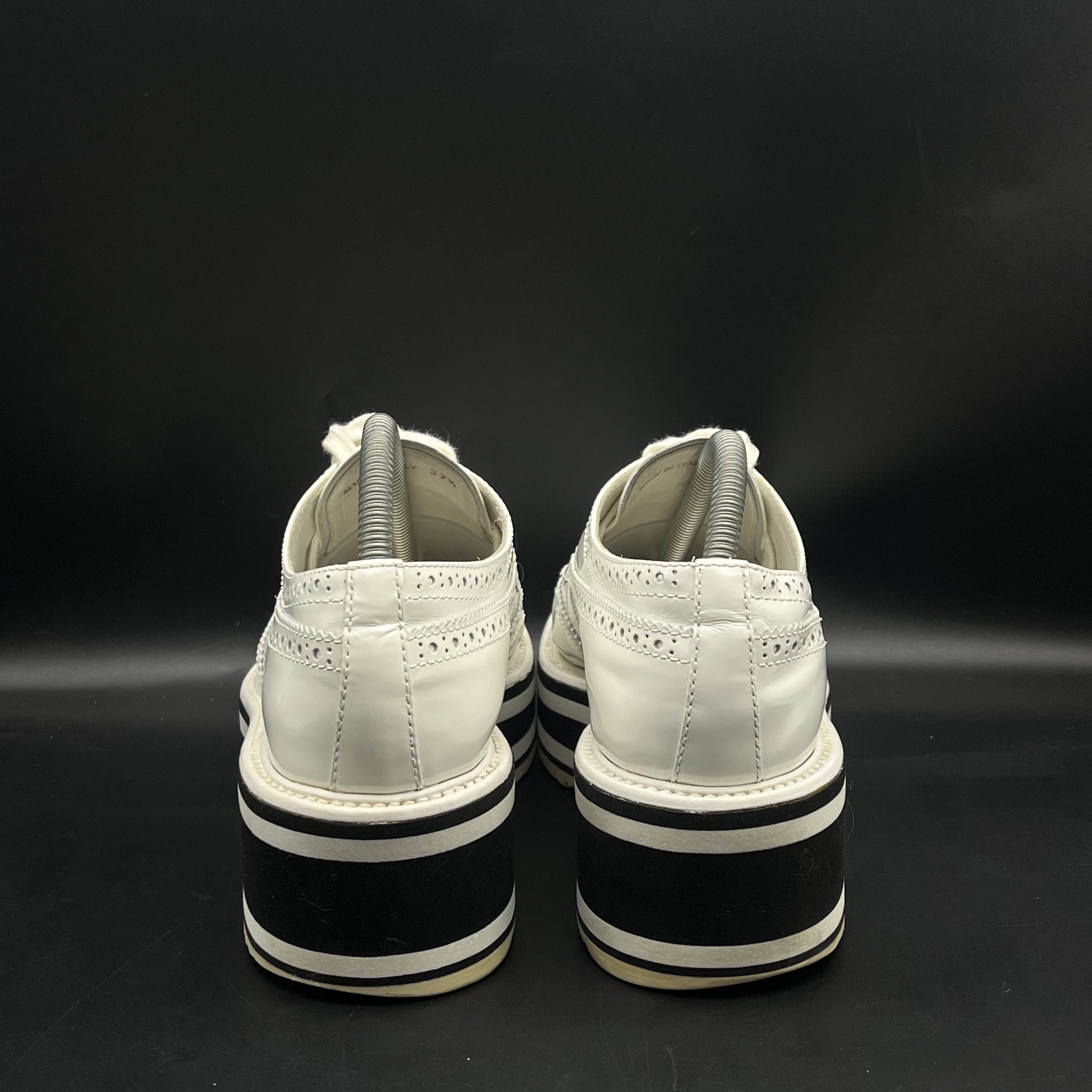 Prada Prada White Leather Platform Brogues Size 37.5 Size US 7.5 / IT 37.5 - 3 Thumbnail