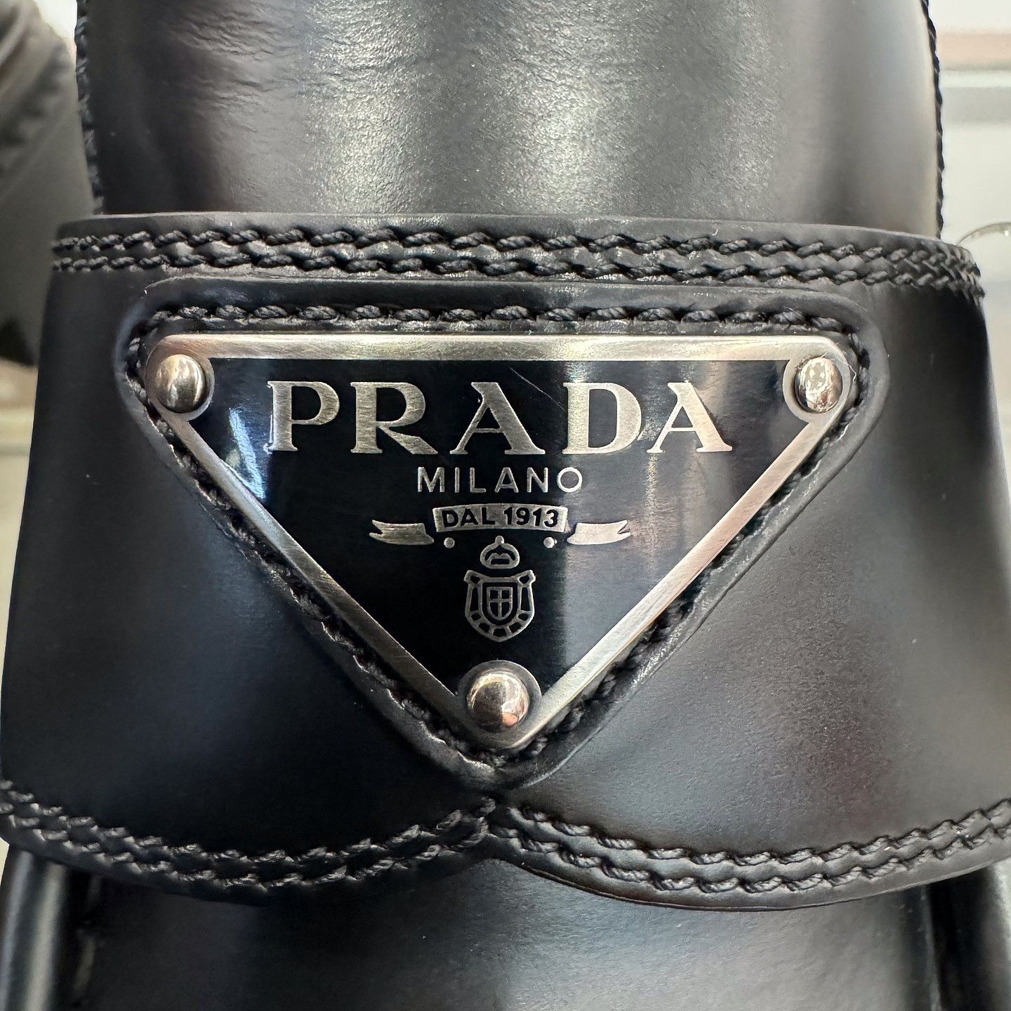 Prada Prada Logo Plaque Leather Platforms Size 38.5 Size US 8.5 / IT 38.5 - 8 Thumbnail