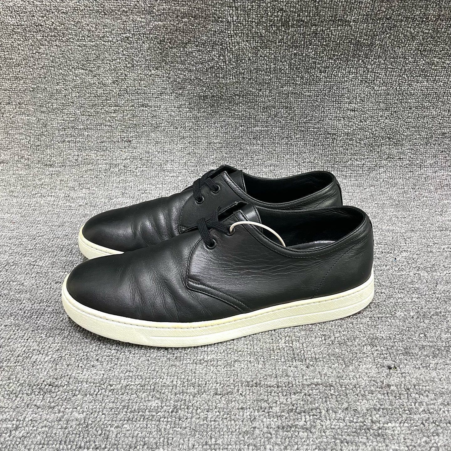 Prada Prada Black Leather Low-Top Sneakers Size 8.5 Size US 8.5 / EU 41-42 - 6 Thumbnail