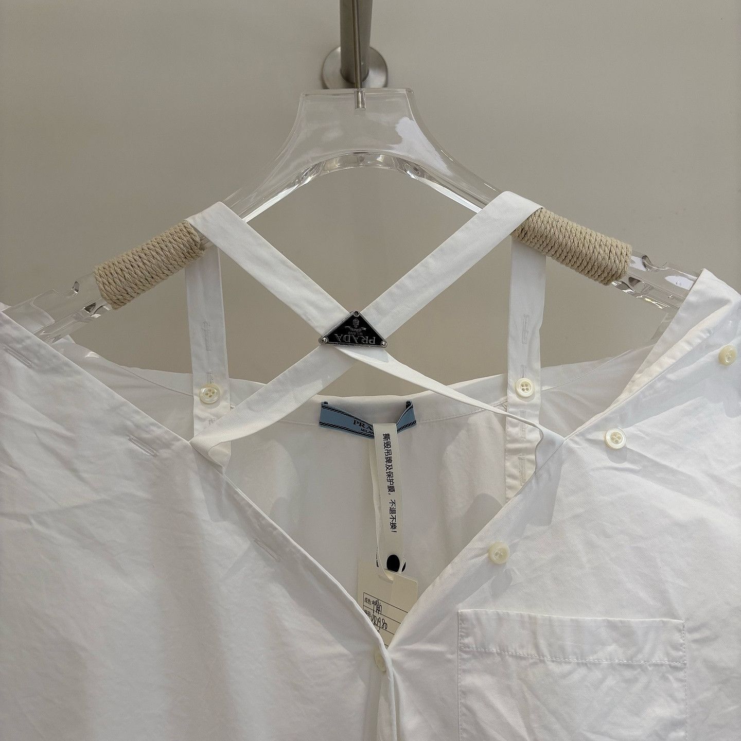 Prada Prada White Long Sleeve Collarless Button Up Shirt Size 38 Size XS / US 0-2 / IT 36-38 - 5 Thumbnail