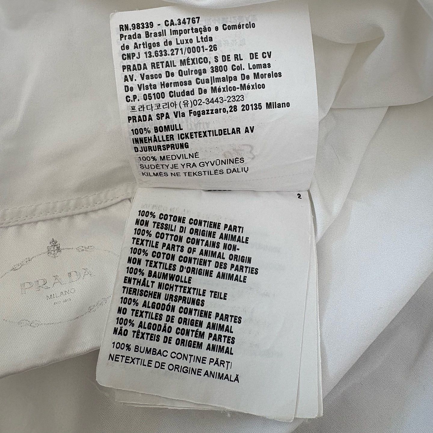 Prada Prada White Long Sleeve Collarless Button Up Shirt Size 38 Size XS / US 0-2 / IT 36-38 - 4 Thumbnail