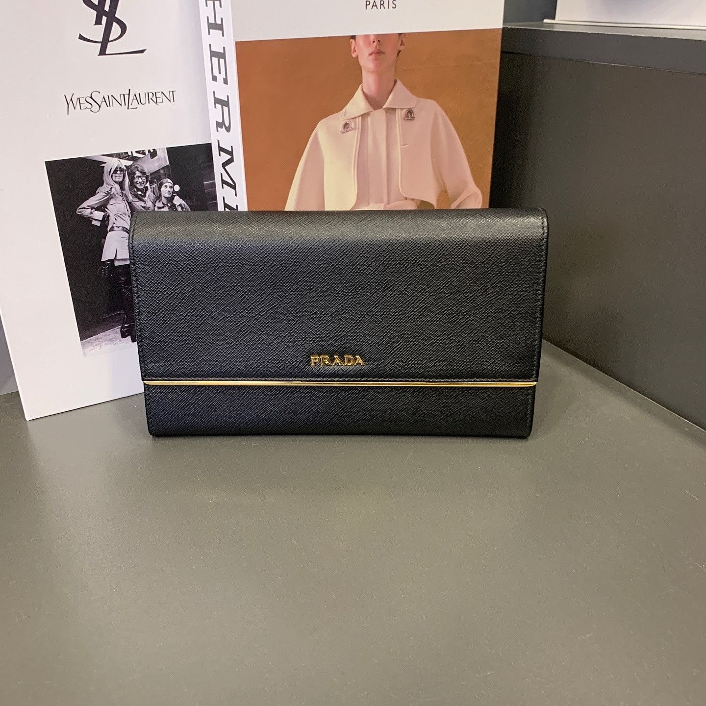 Prada Prada Saffiano Leather Flap Wallet Size ONE SIZE - 2 Thumbnail