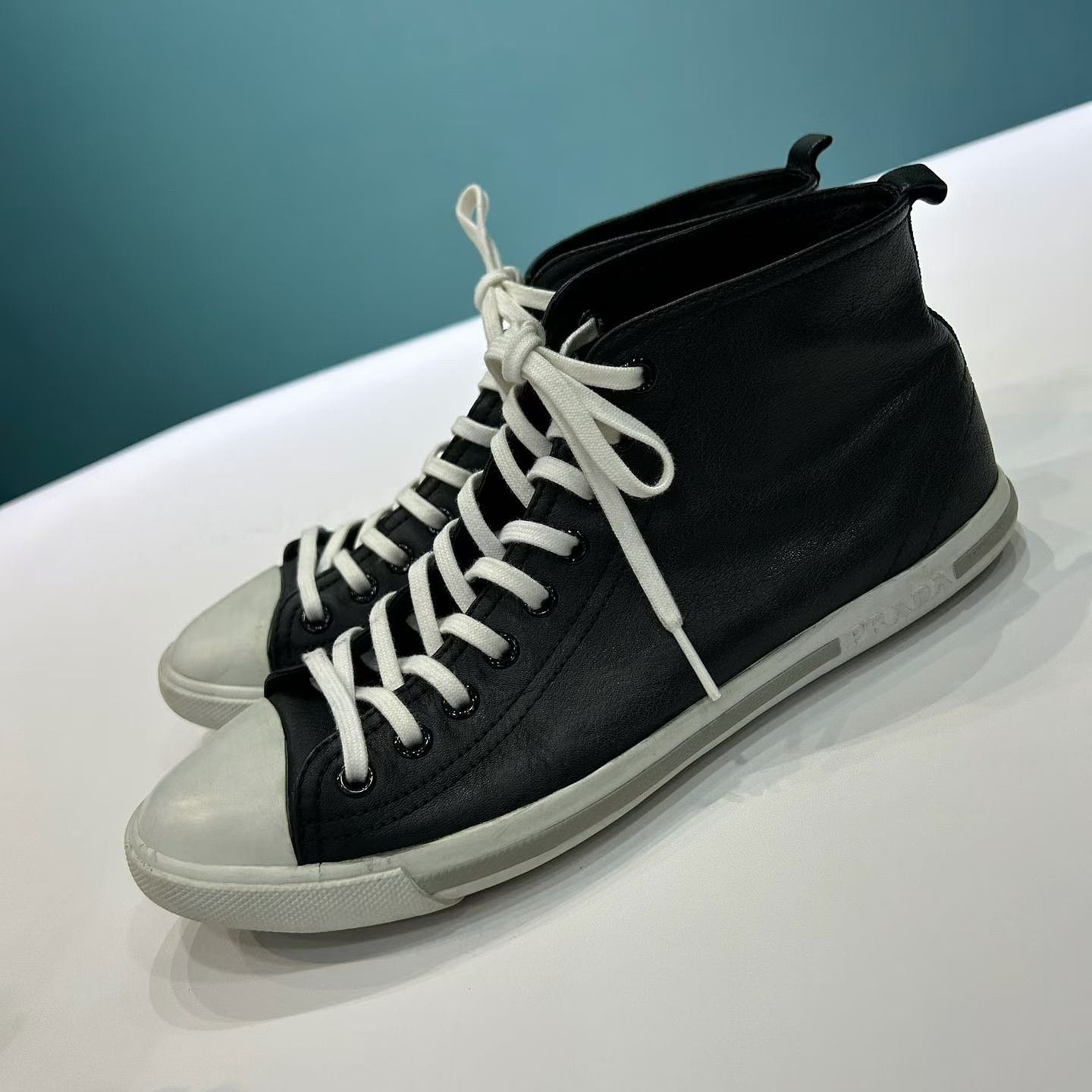Prada Prada Leather High-Top Sneakers Size 38 Size US 8 / IT 38 - 6 Thumbnail