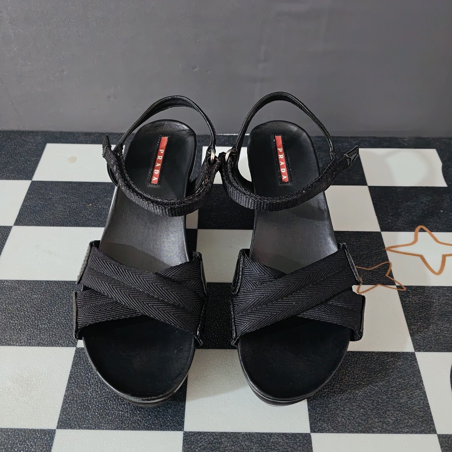 Prada Prada Black Wedge Sandals Size 36.5 Size US 6.5 / IT 36.5 - 2 Thumbnail