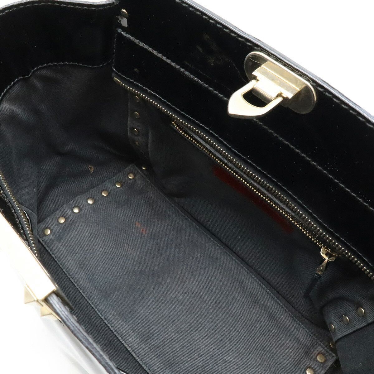 Valentino Valentino Valentino Garavani Patent Stud 2way Handbag Leather Handbag DUTY FREE for USA Size ONE SIZE - 6 Thumbnail