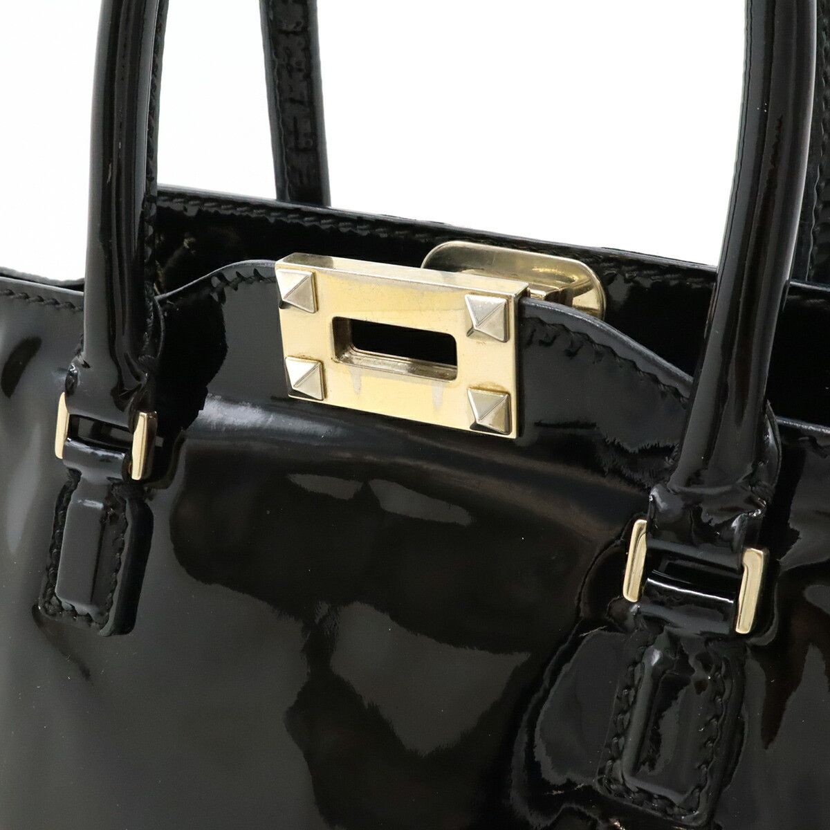 Valentino Valentino Valentino Garavani Patent Stud 2way Handbag Leather Handbag DUTY FREE for USA Size ONE SIZE - 9 Thumbnail
