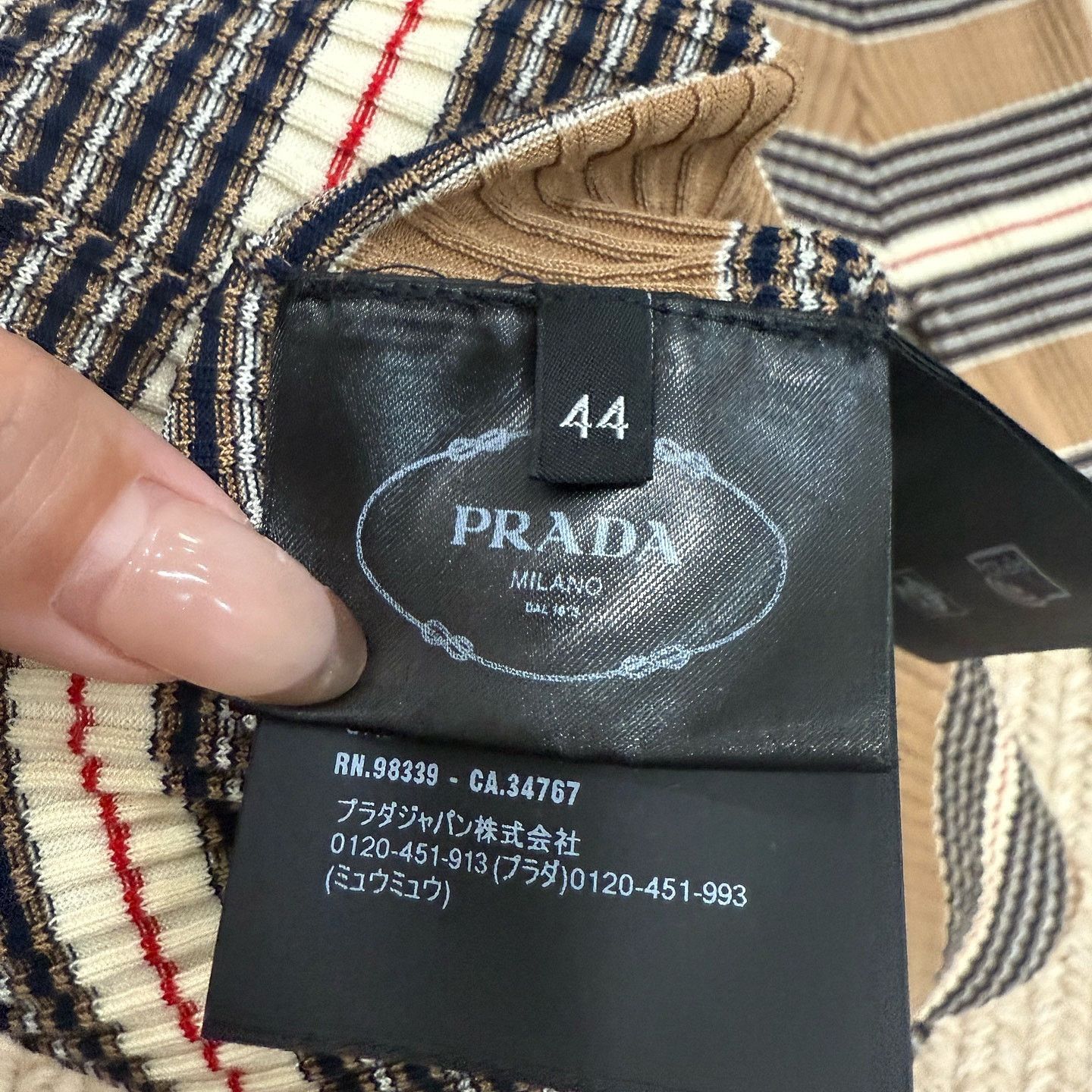 Prada Prada Striped Knit Polo Shirt Size 44 Size M / US 6-8 / IT 42-44 - 4 Thumbnail