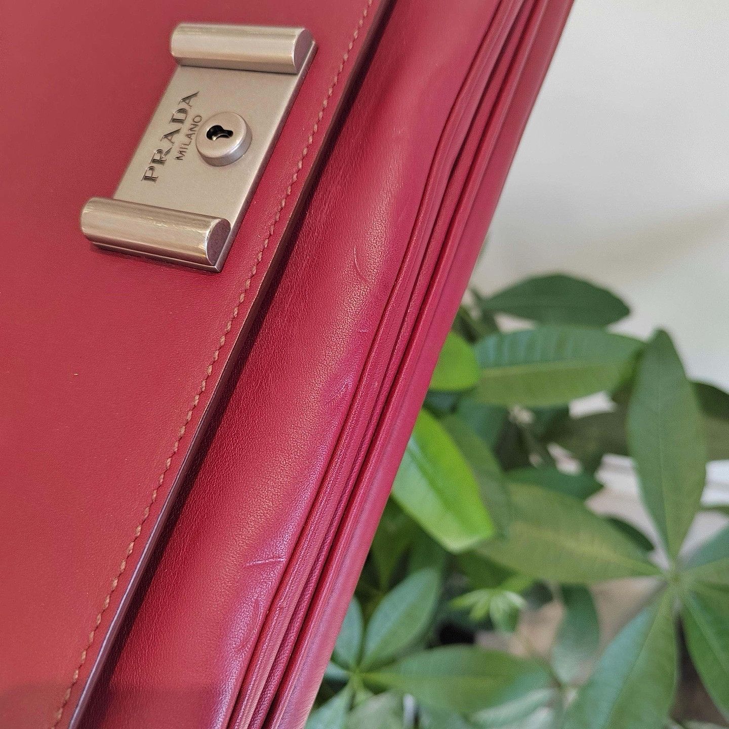 Prada Prada Red Leather Chain Shoulder Bag Size ONE SIZE - 9 Thumbnail