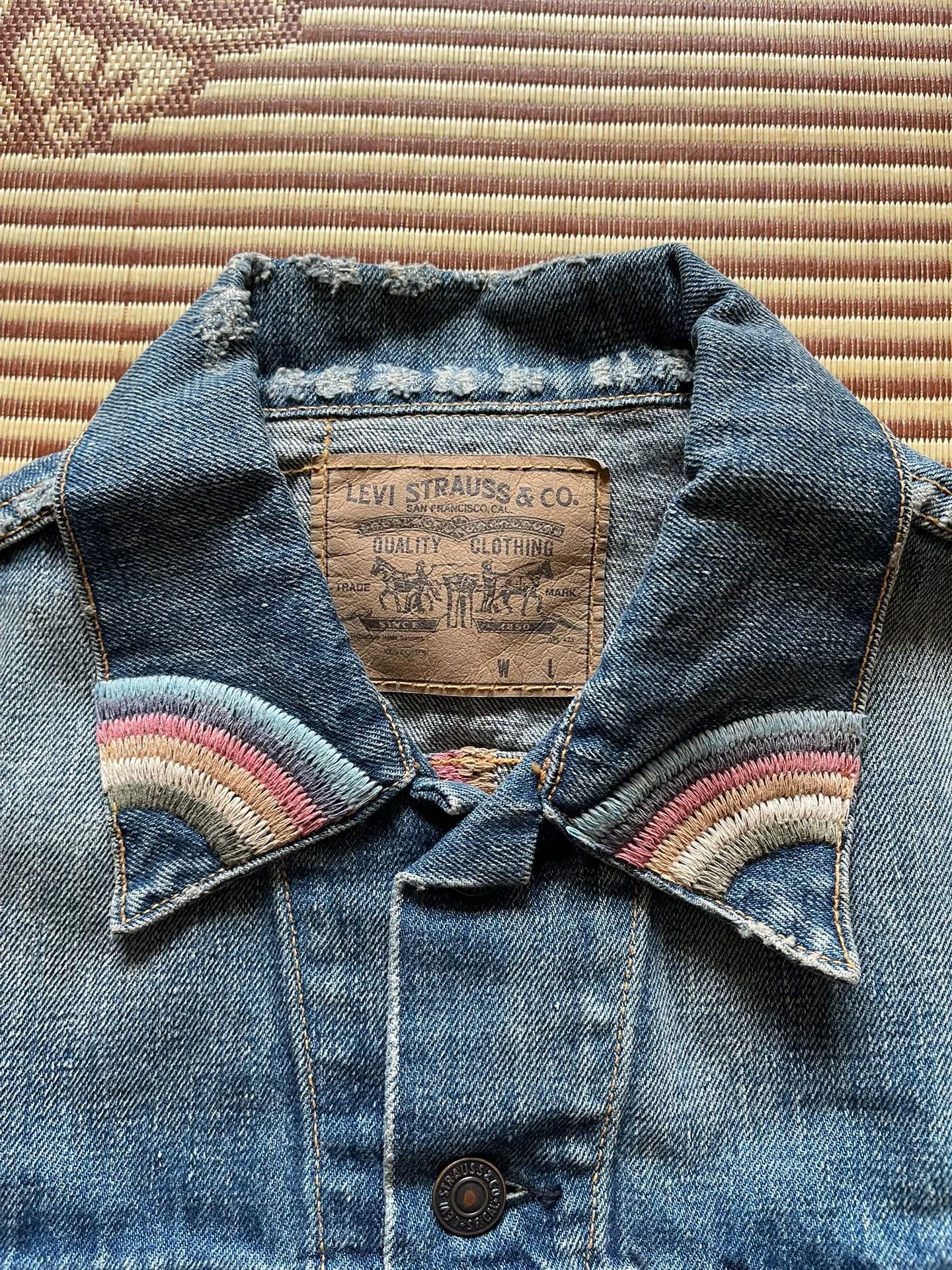 Levi's Vintage Clothing Levis LVC 3rd Washed Denim Embroidered Vest Size US XXS / EU 40 - 5 Thumbnail