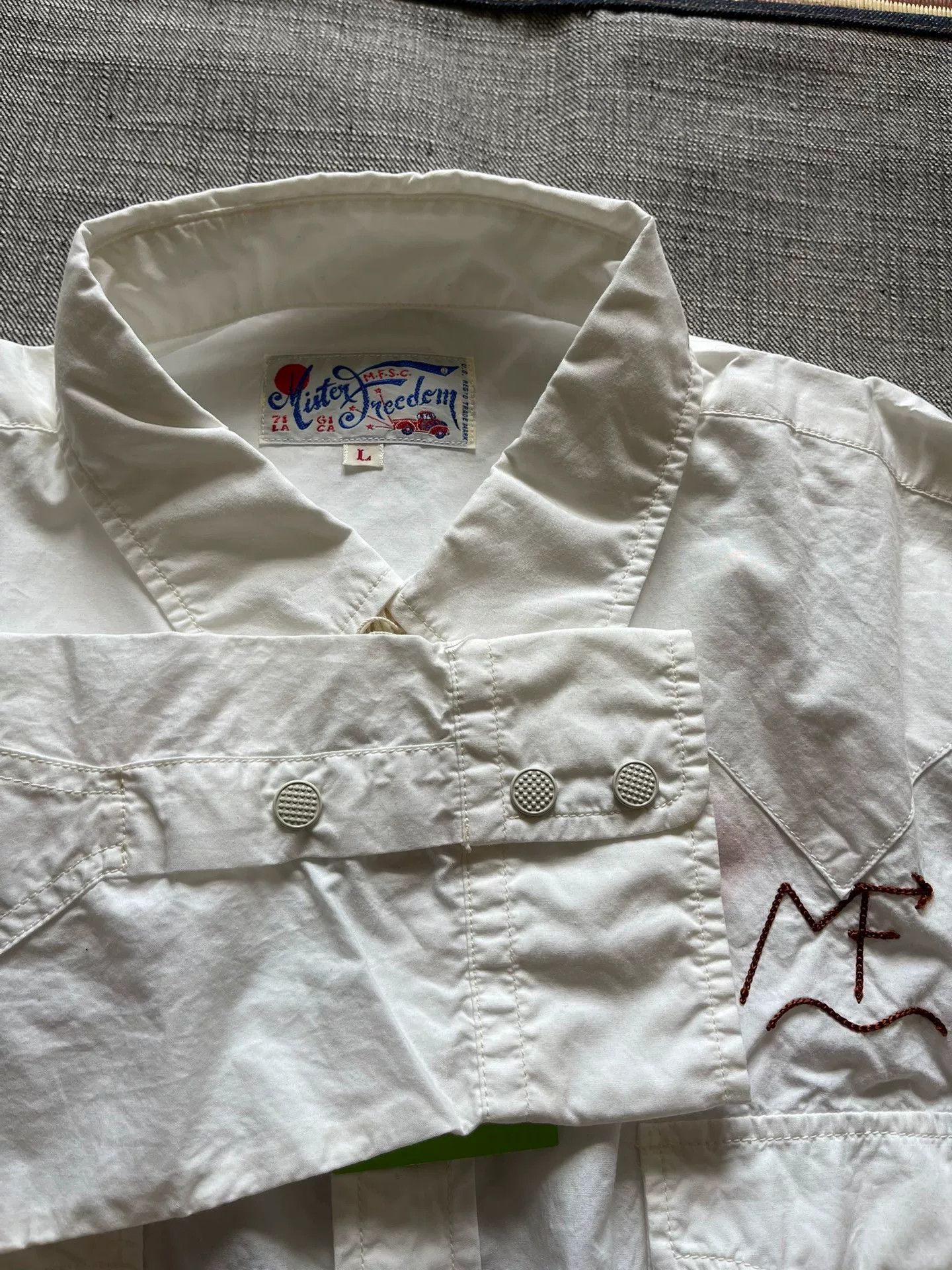 Mister Freedom Mister Freedom Denim Embroidered Long-Sleeve Shirt Size US L / EU 52-54 / 3 - 9 Thumbnail